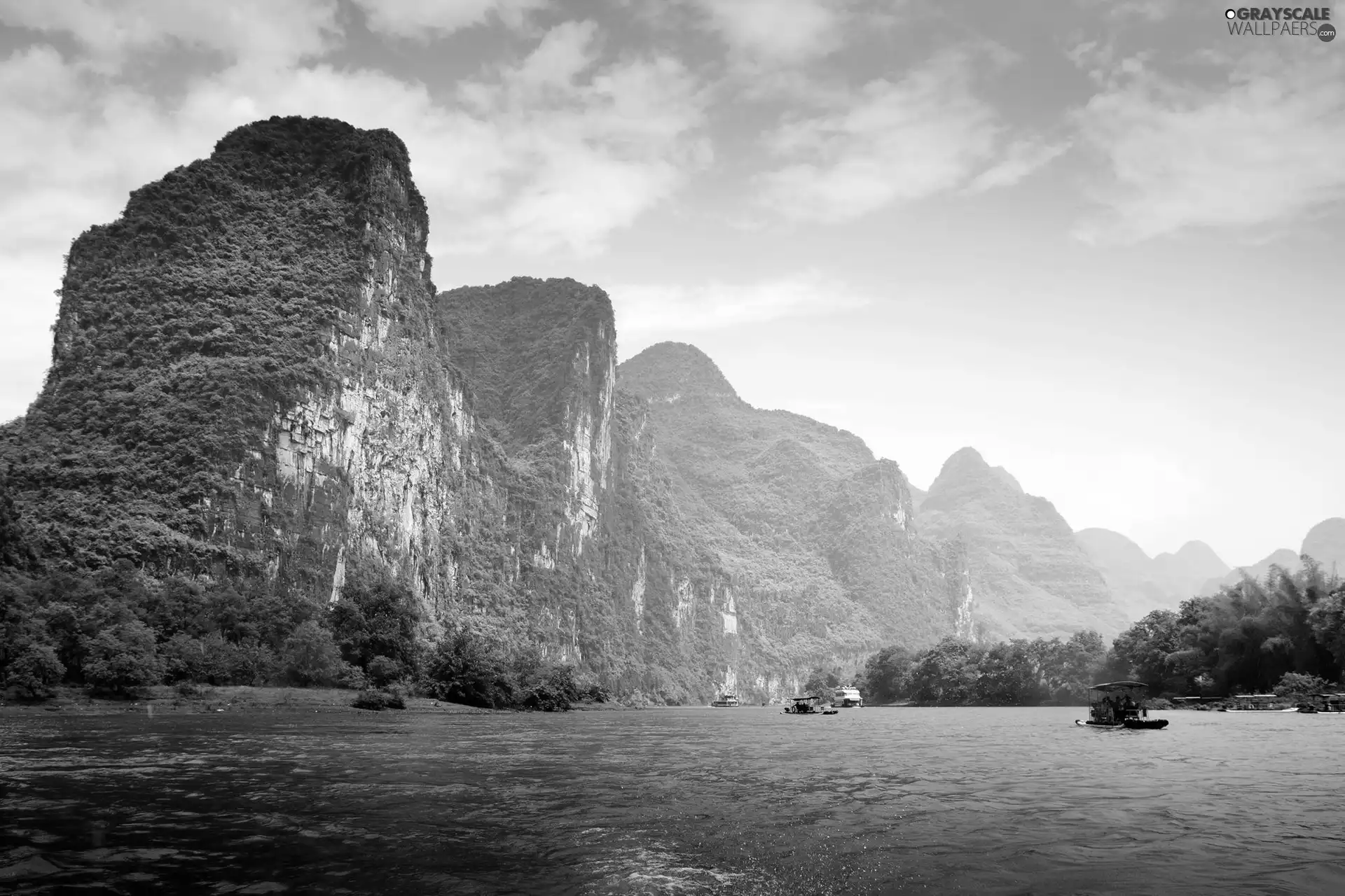 Sky, rocks, River