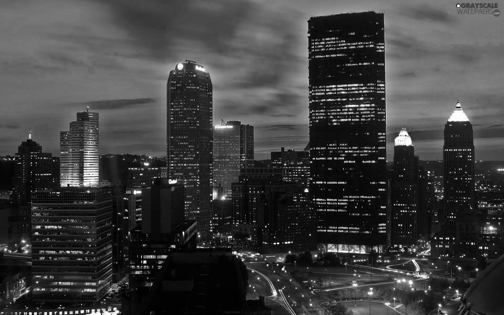 skyscrapers, light, Sky, clouds