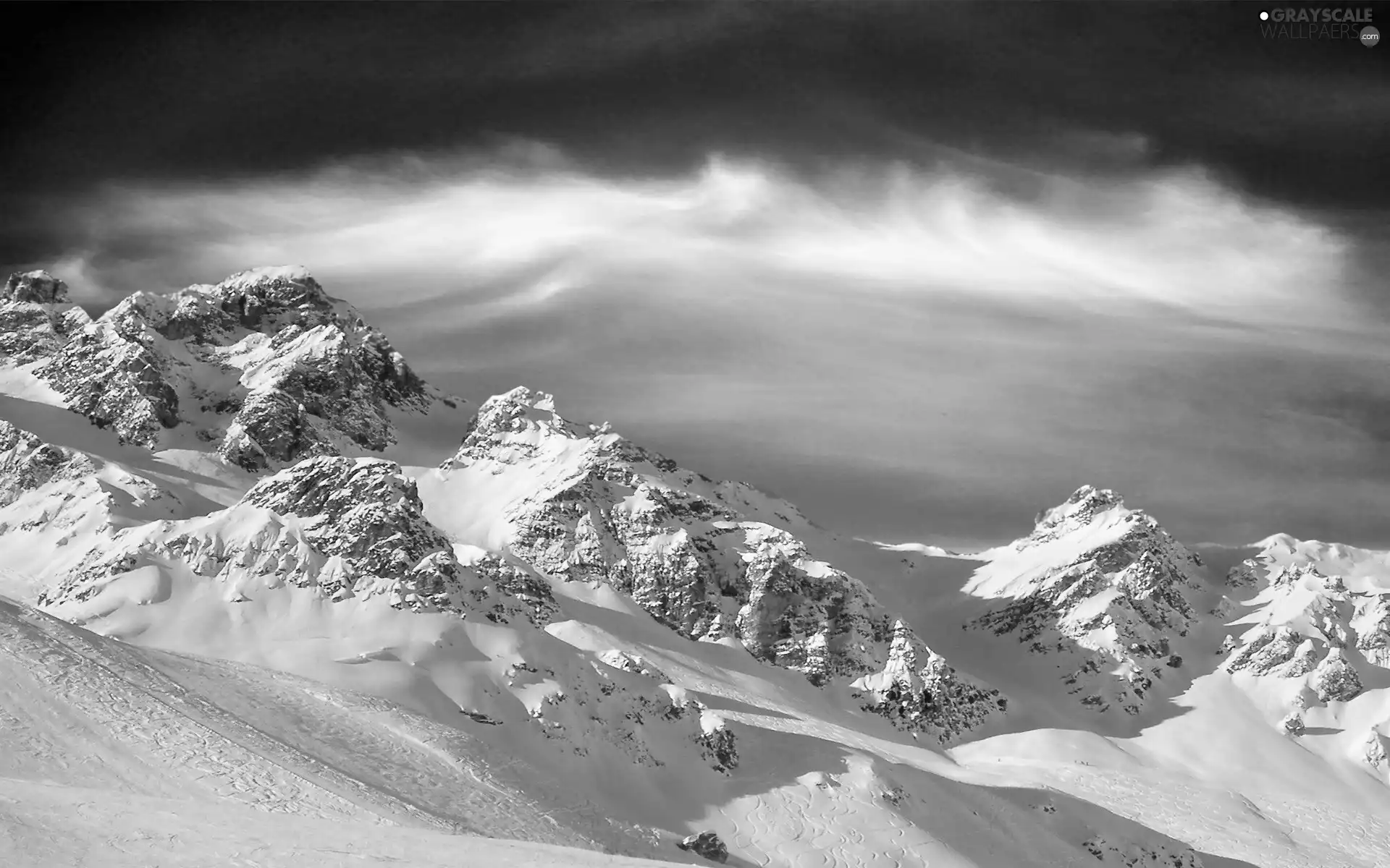 Sky, Mountains, snow