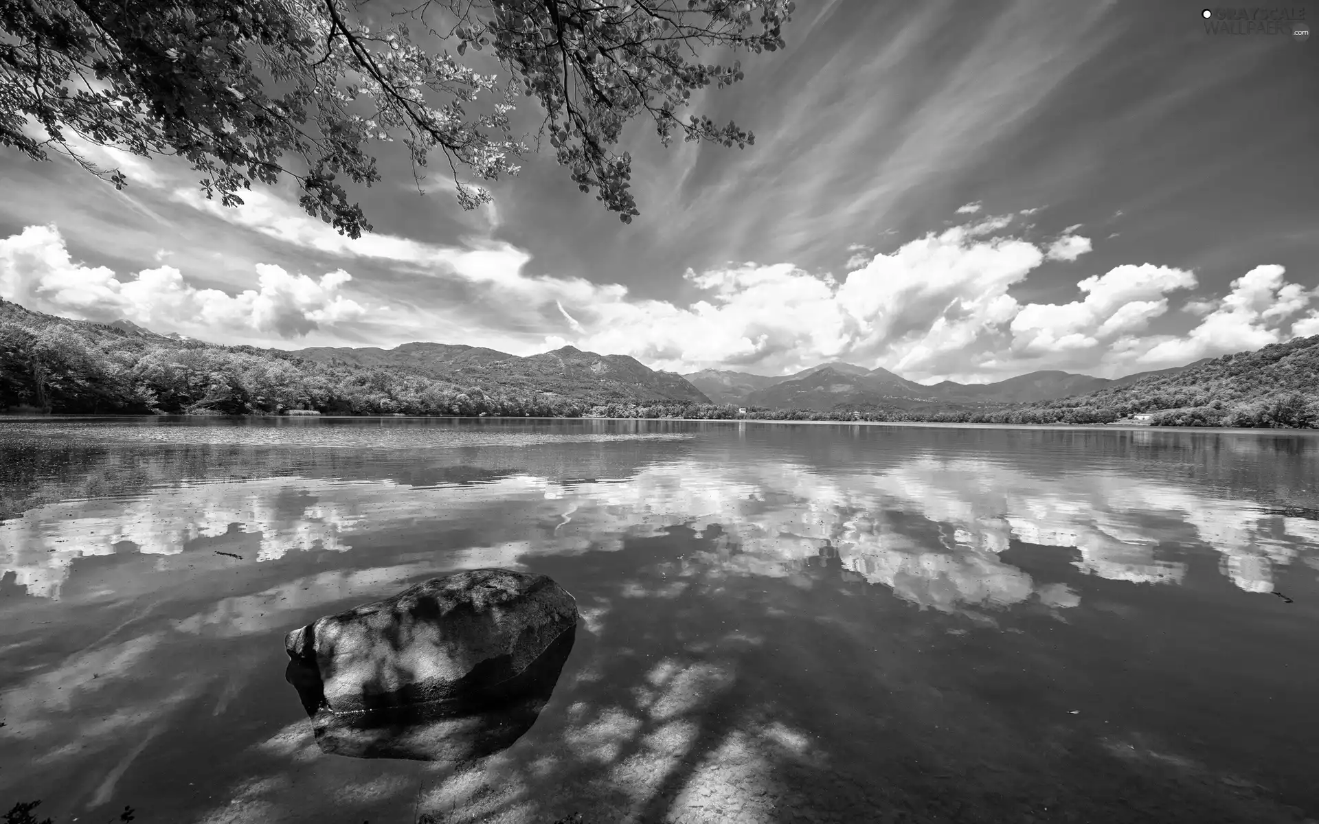 Sky, lake, Stone