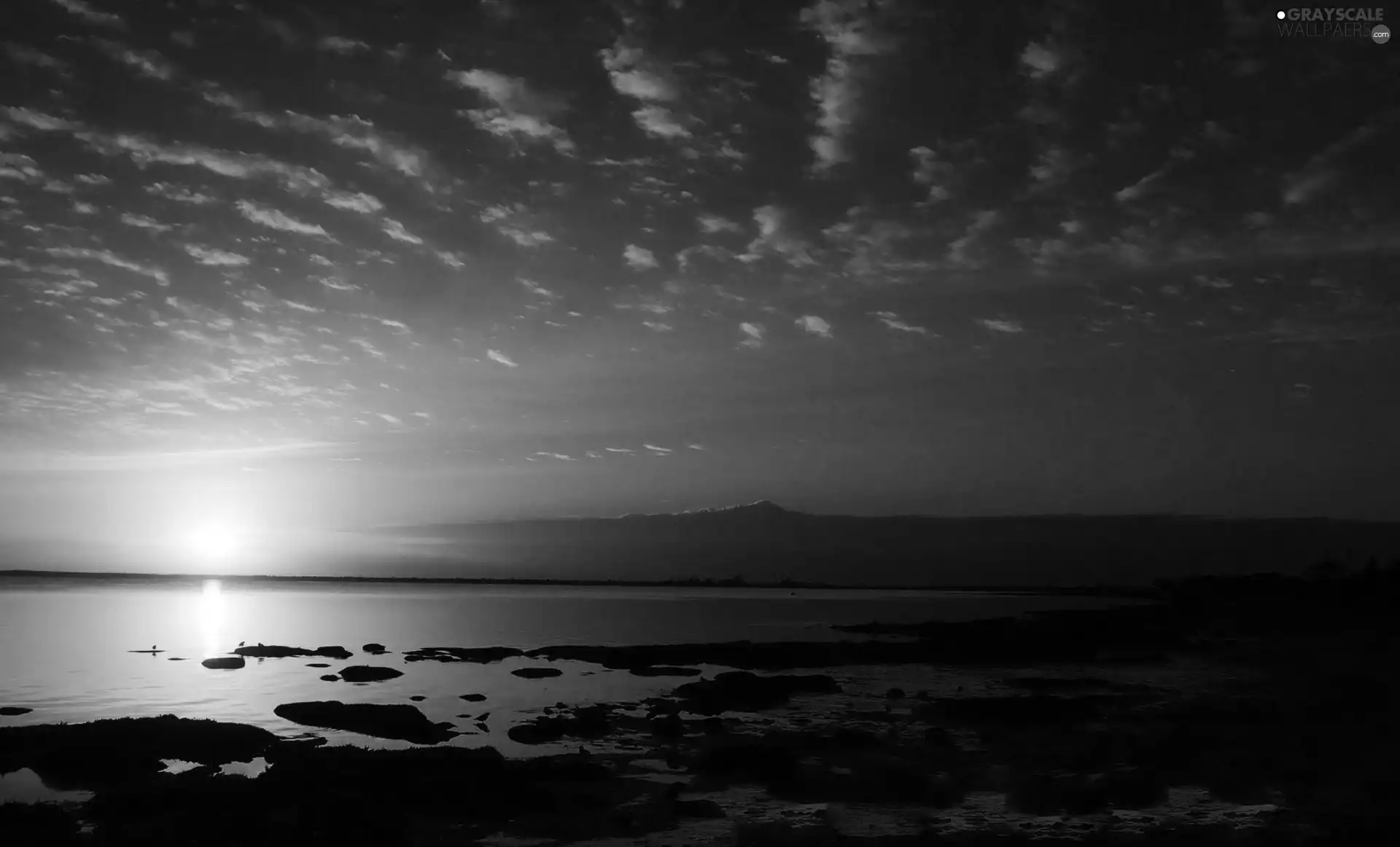 west, sea, Sky, sun