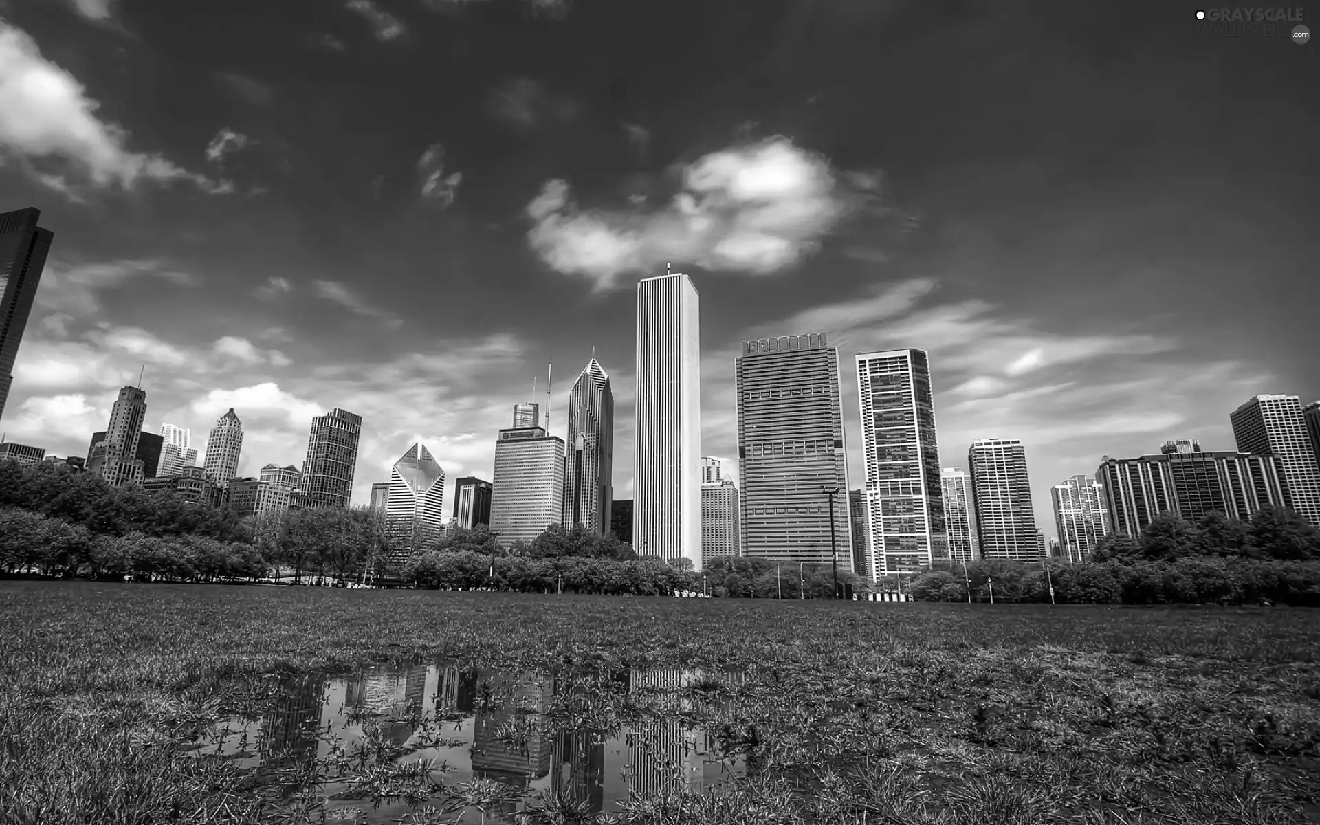 skyscrapers, clouds, Park, Manhattan, Central
