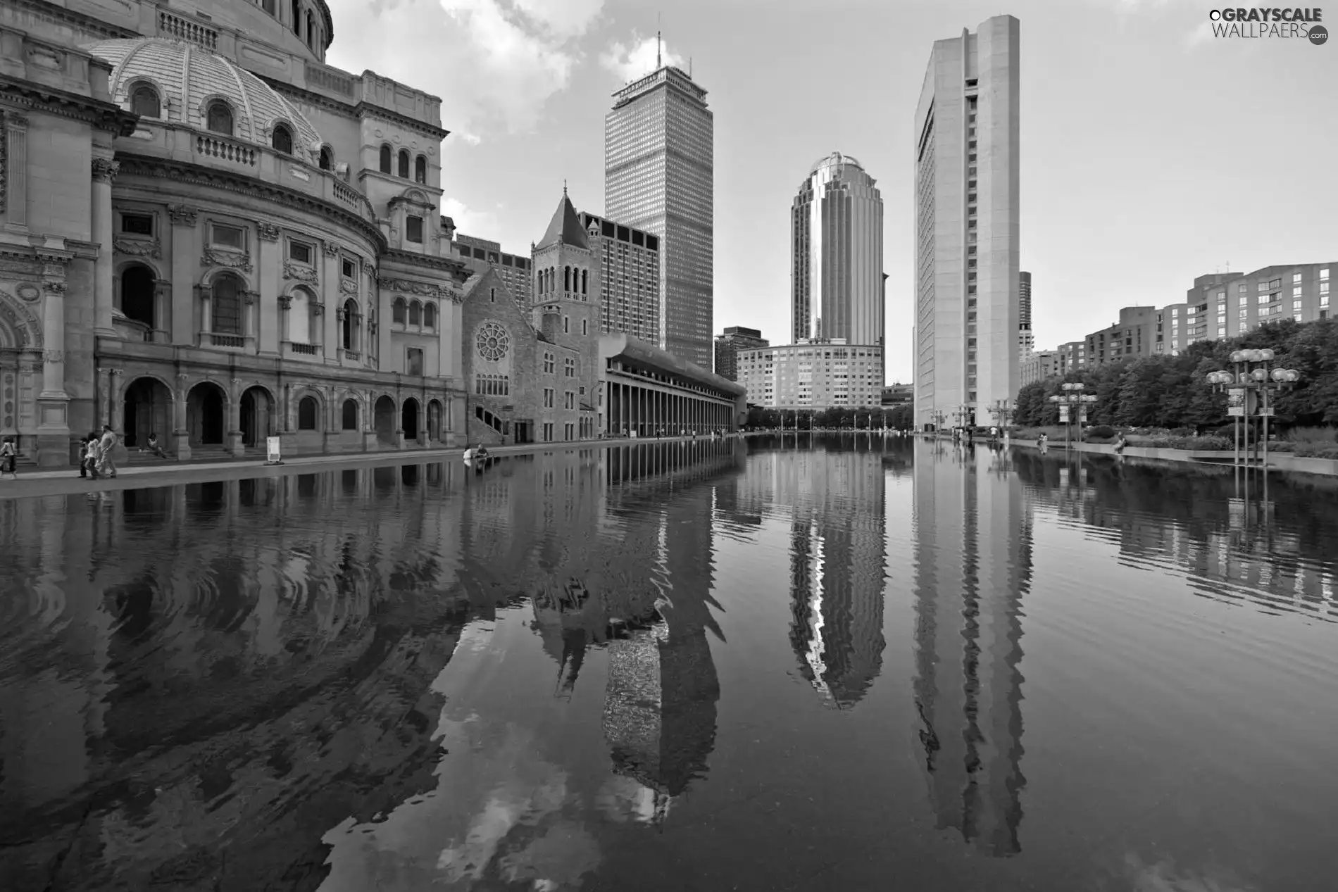 skyscrapers, Boston, River