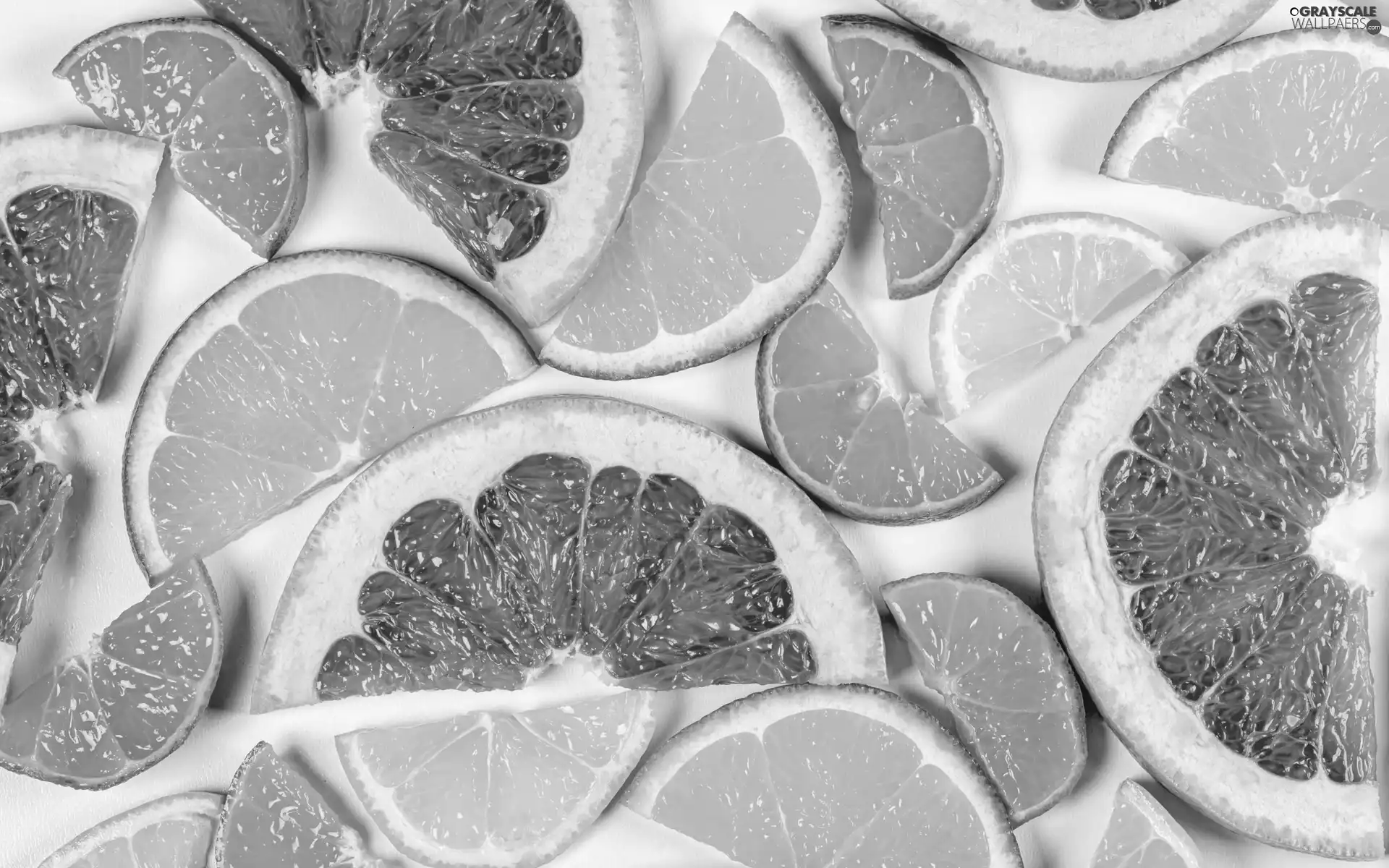 Lemon, grape-fruit, slices, orange, Halves
