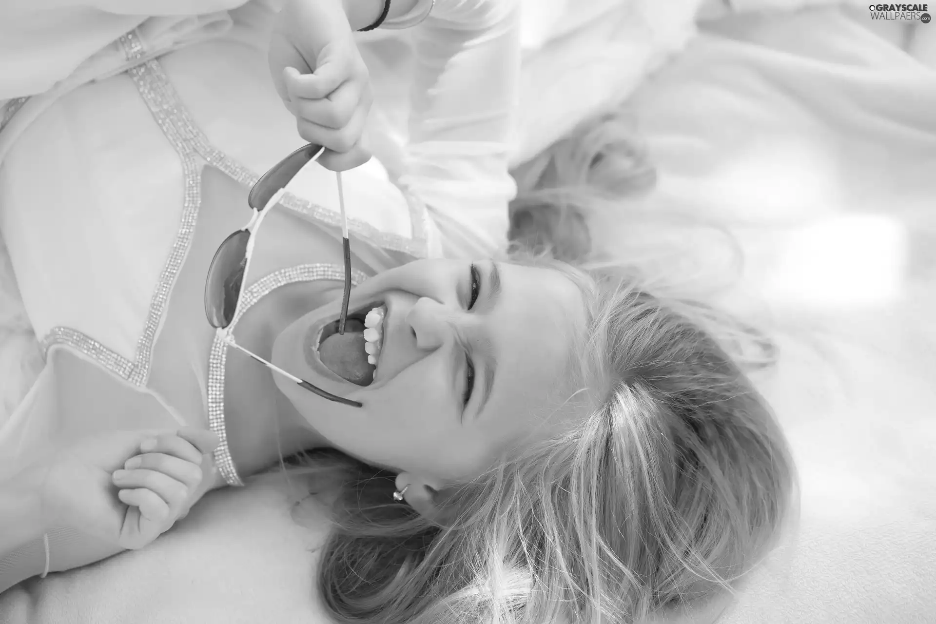 girl, Glasses, Smile, Blonde