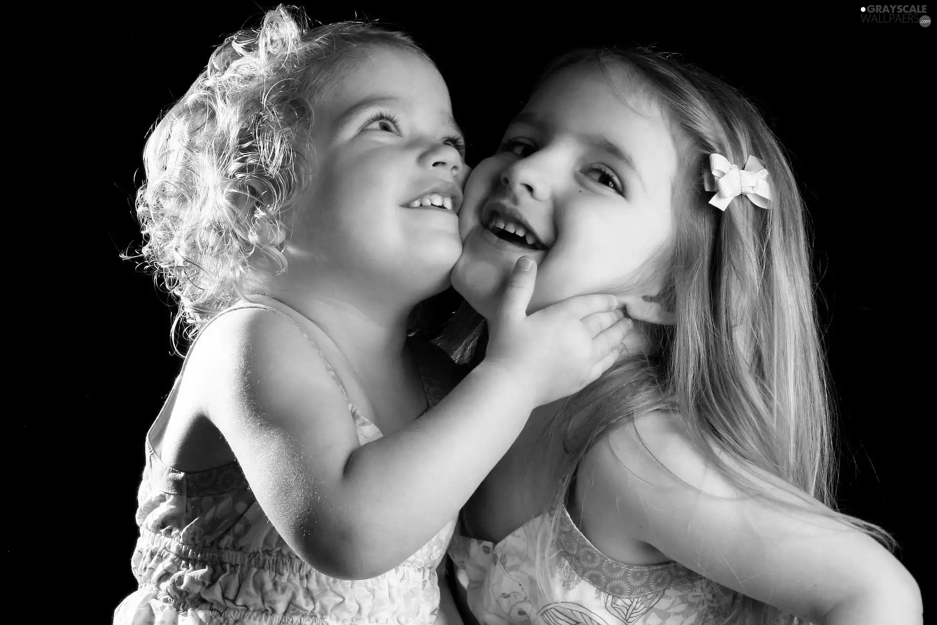 Two, girls, Smile, amused