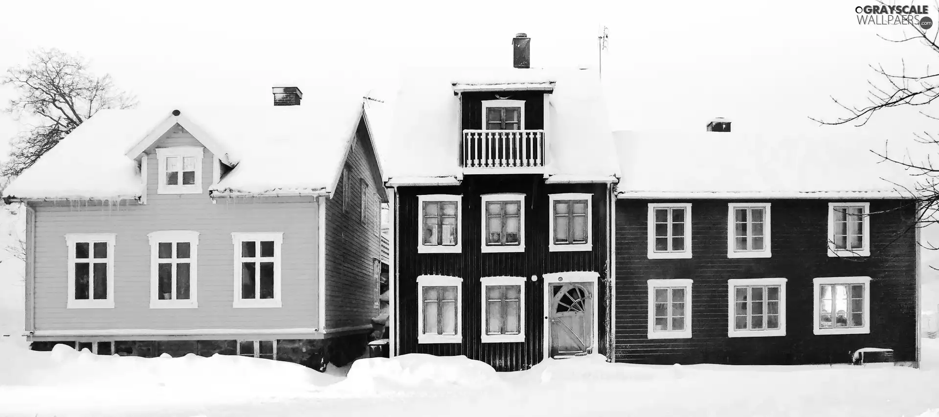 snow, color, Houses