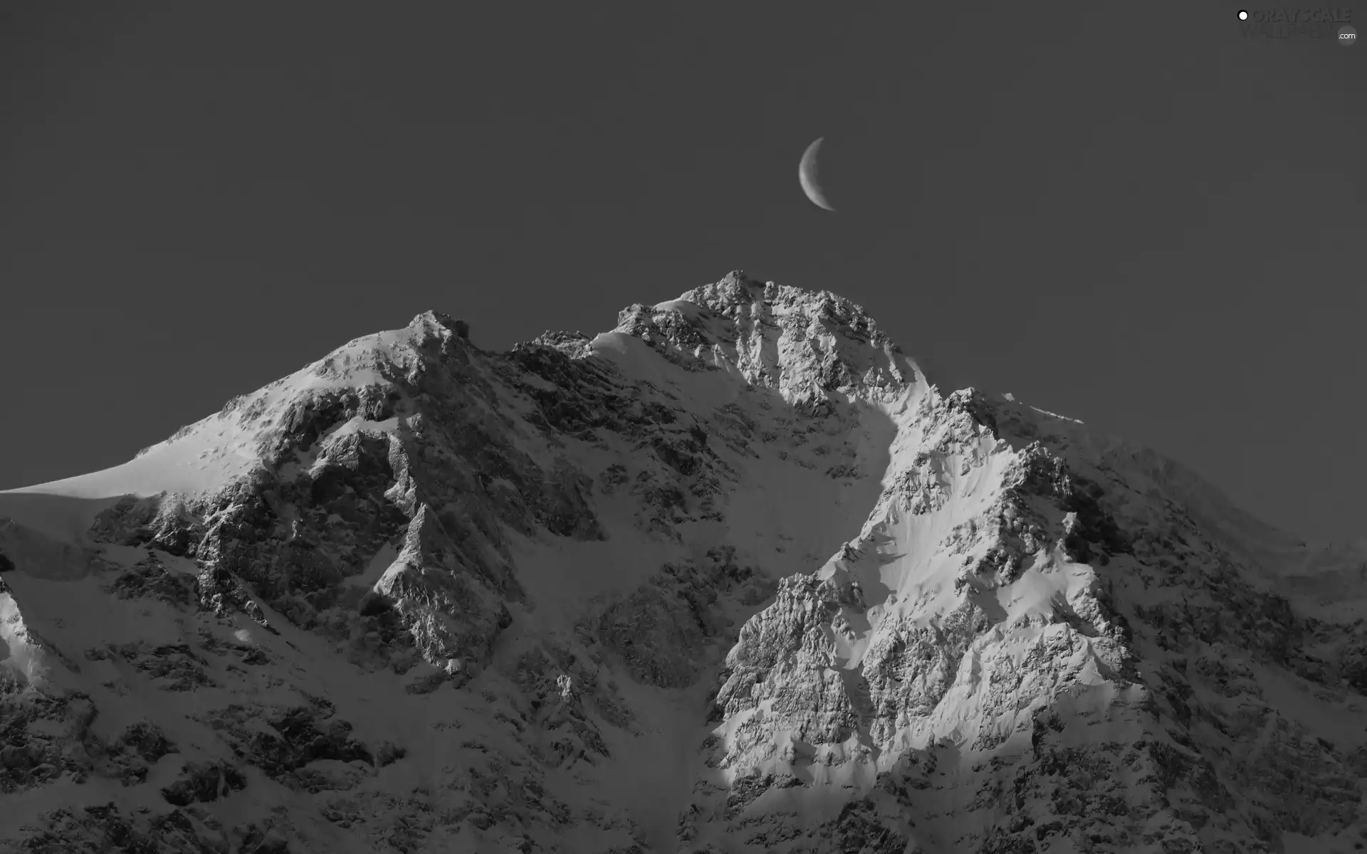 snow, moon, sun, Mountains, west