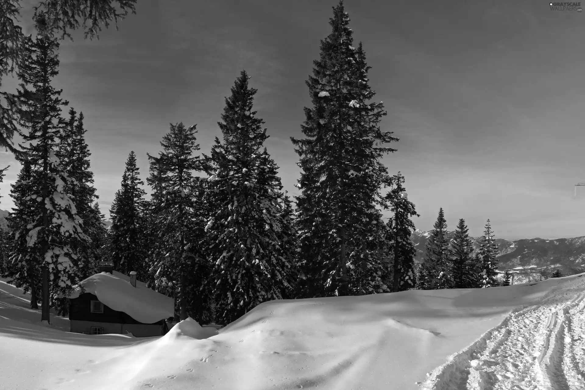 snow, Home, Mountains