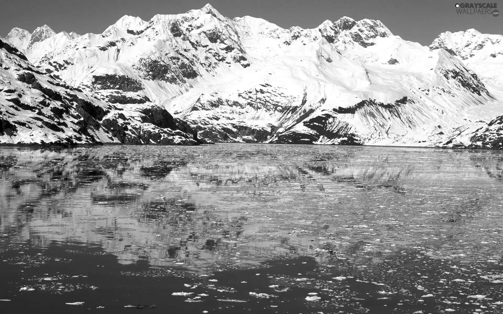 snow, lake, Mountains