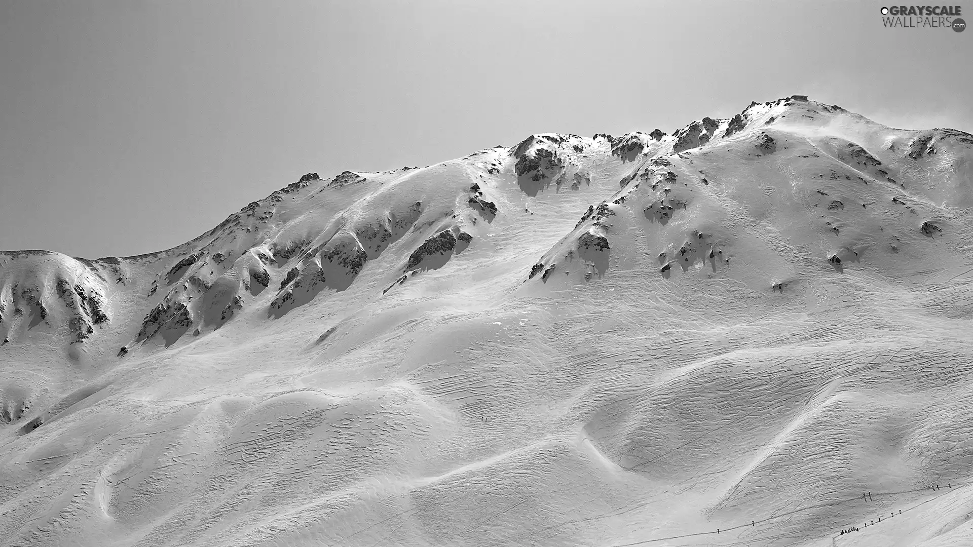 peaks, Covered, snow, mountain