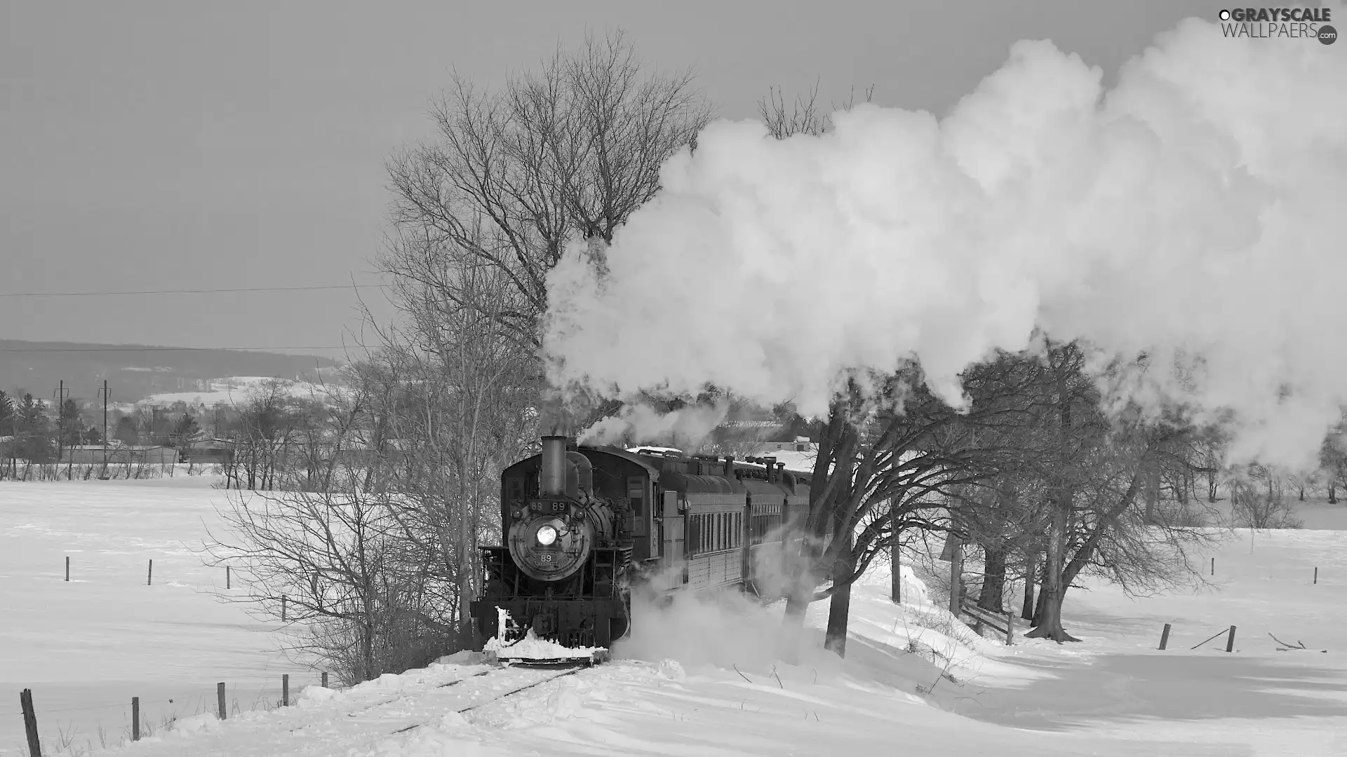 snow, Train, Steam