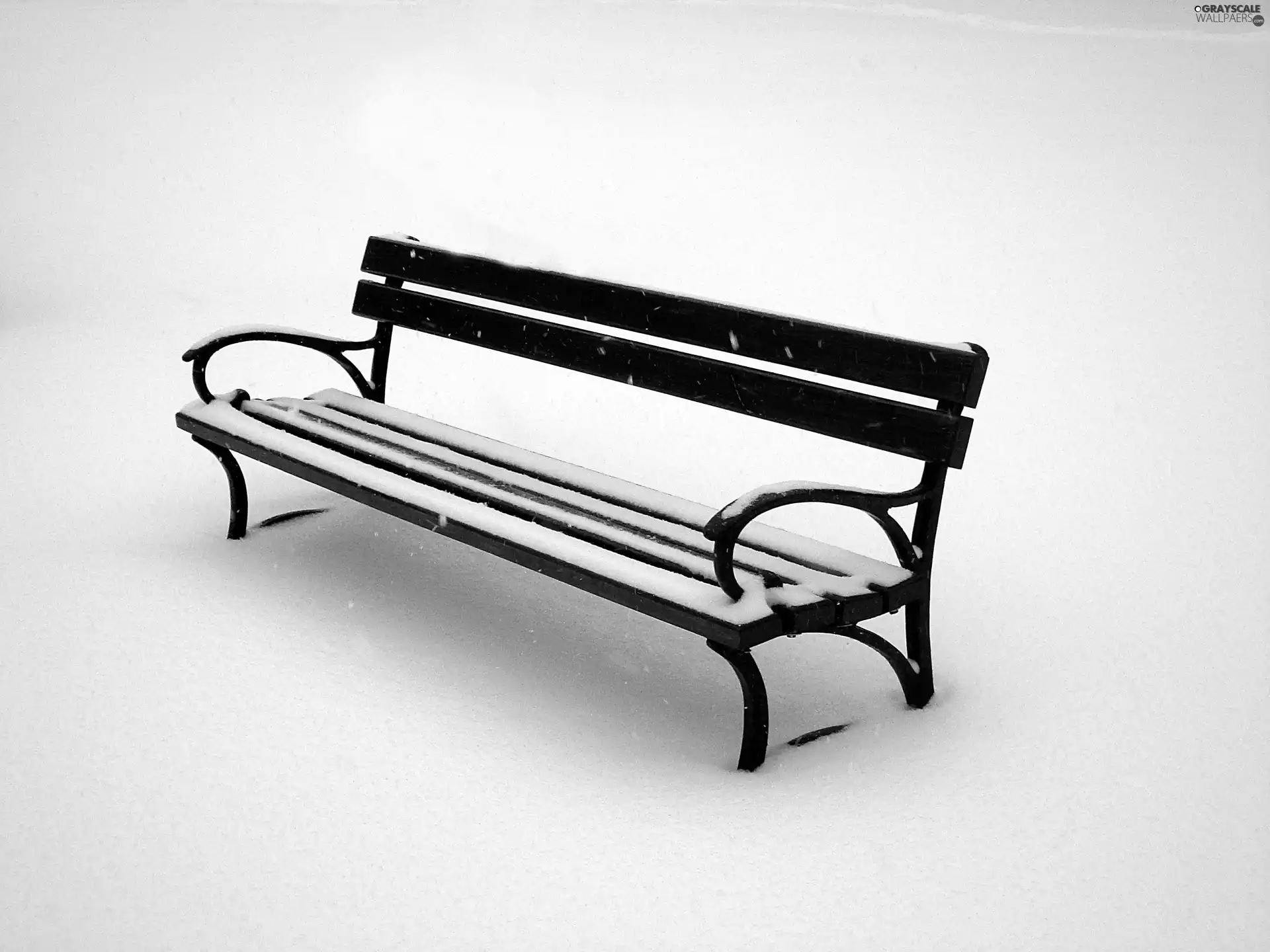 snow, Bench, winter