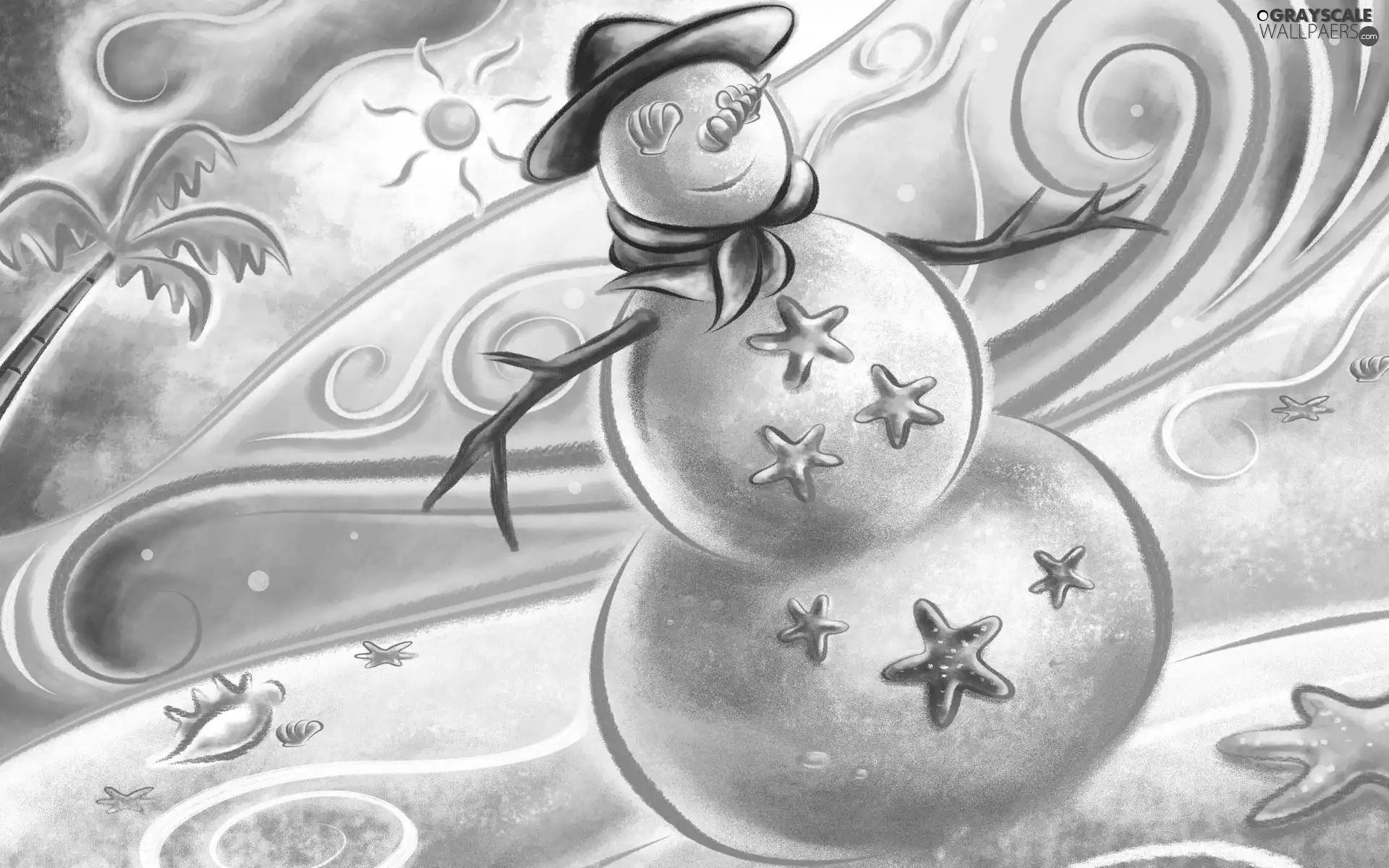 beach, Snowman