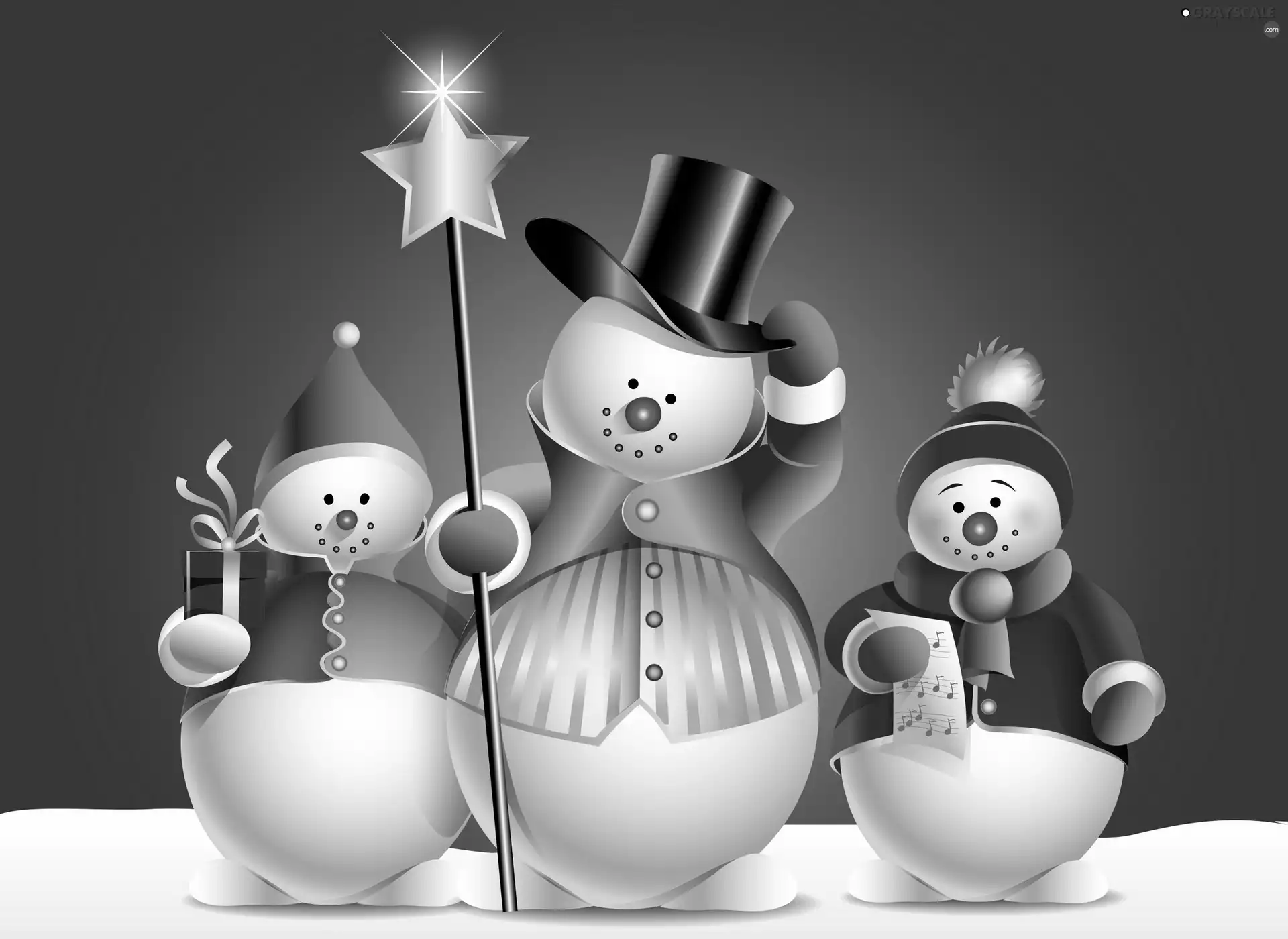 snowmen, Three, Christmas