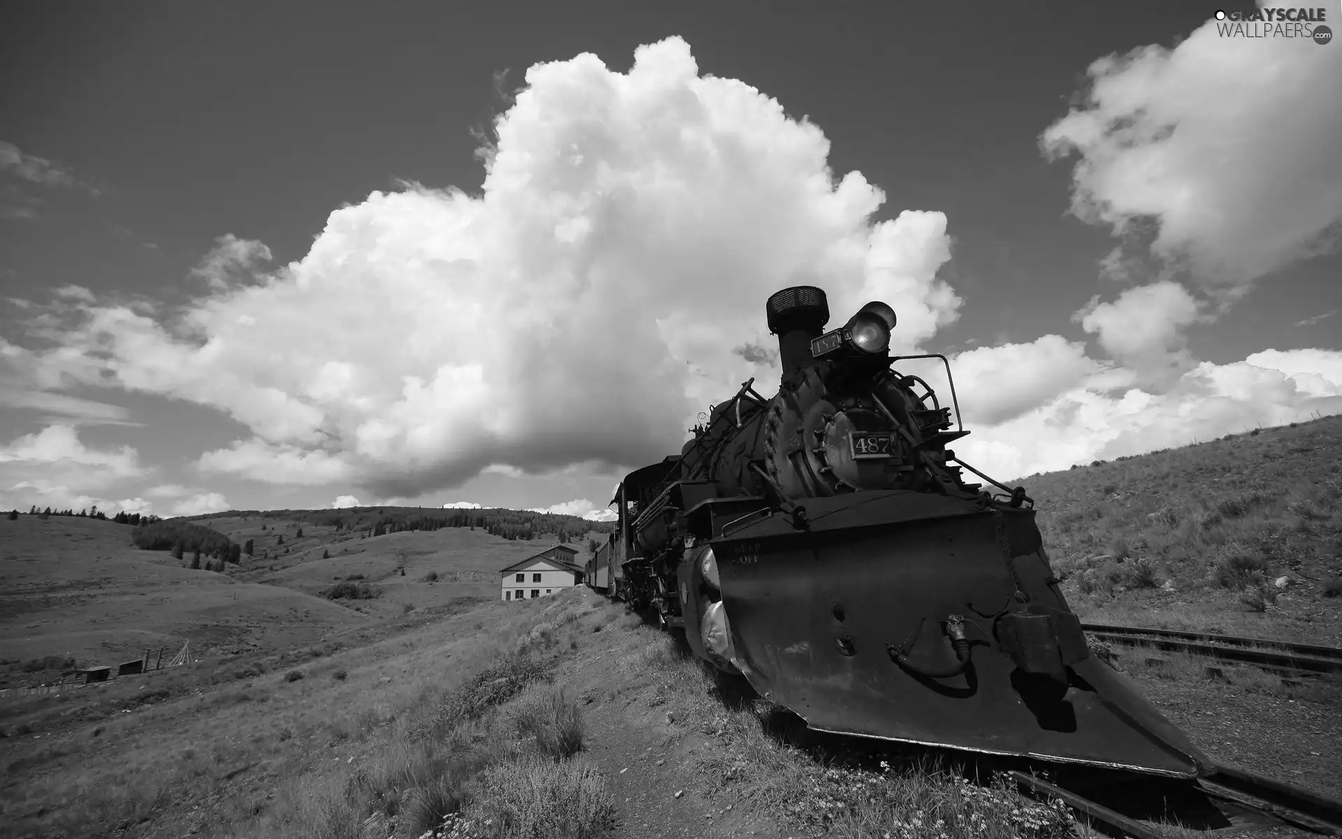 snowy, locomotive, plough