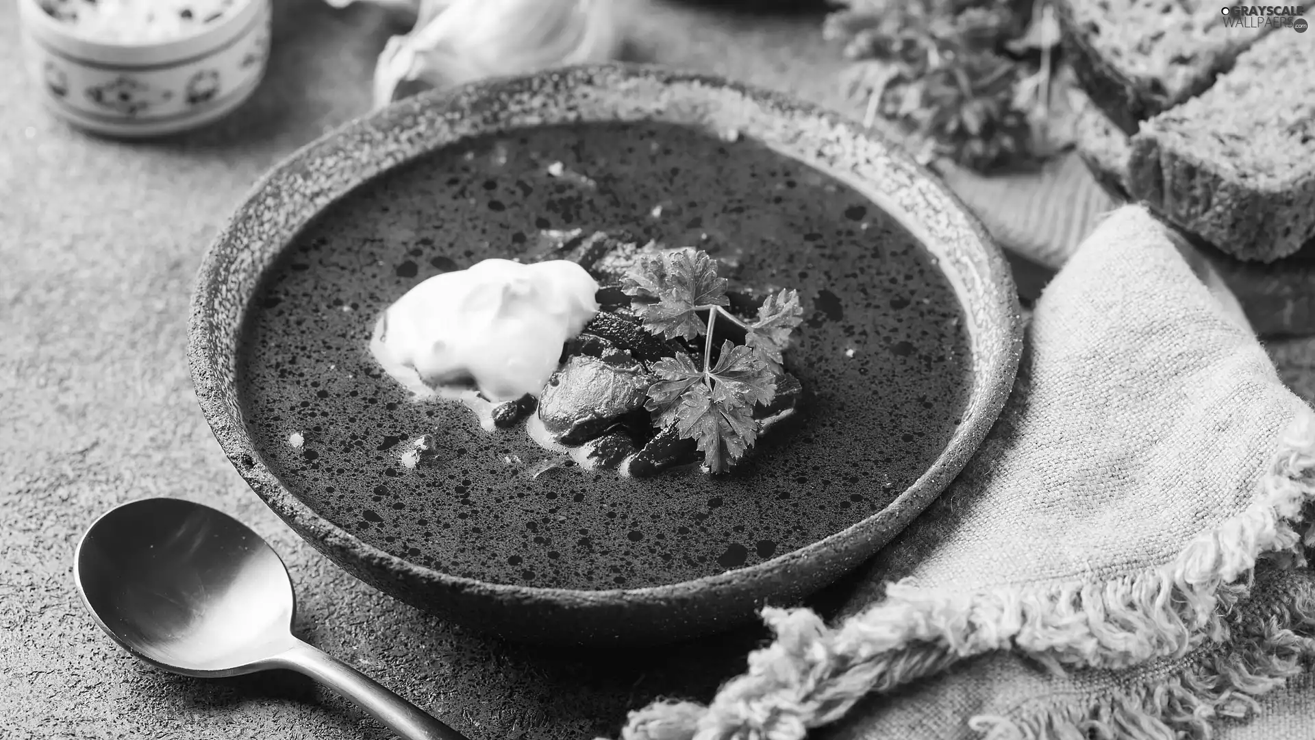 plate, Borsch, cream, soup