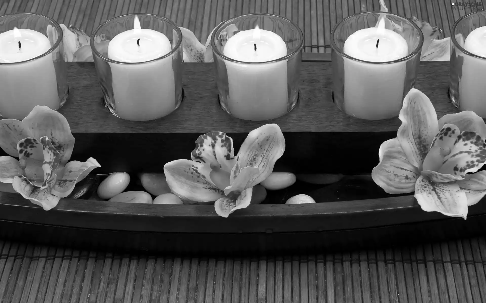 Candles, Stones, decoration, orchids