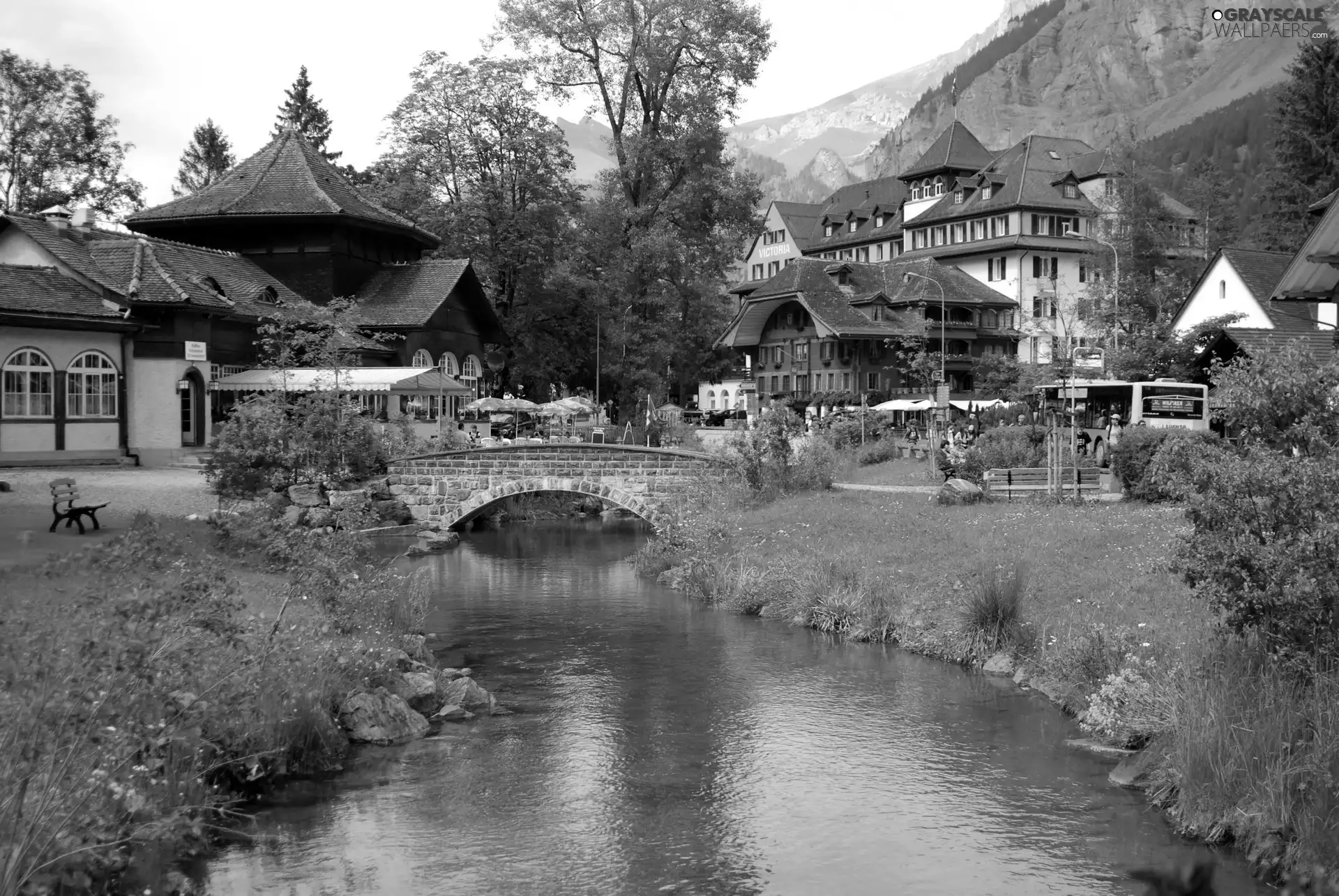 spa, Switzerland, bridges, Mountains, River