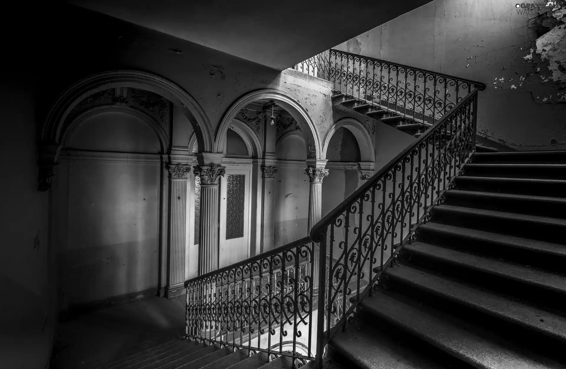 Uncared, Stairs, railing, Staircase
