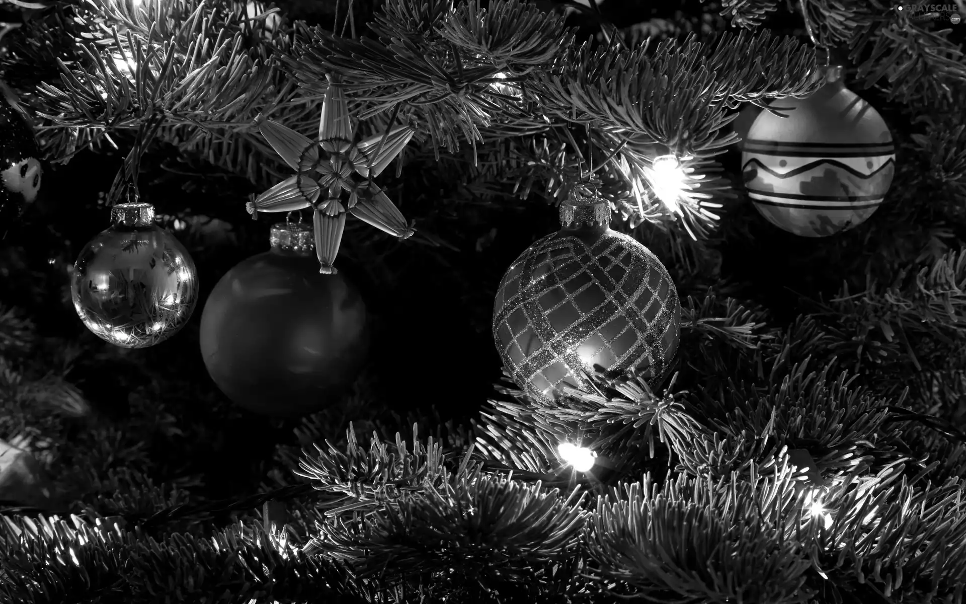 baubles, christmas tree, star