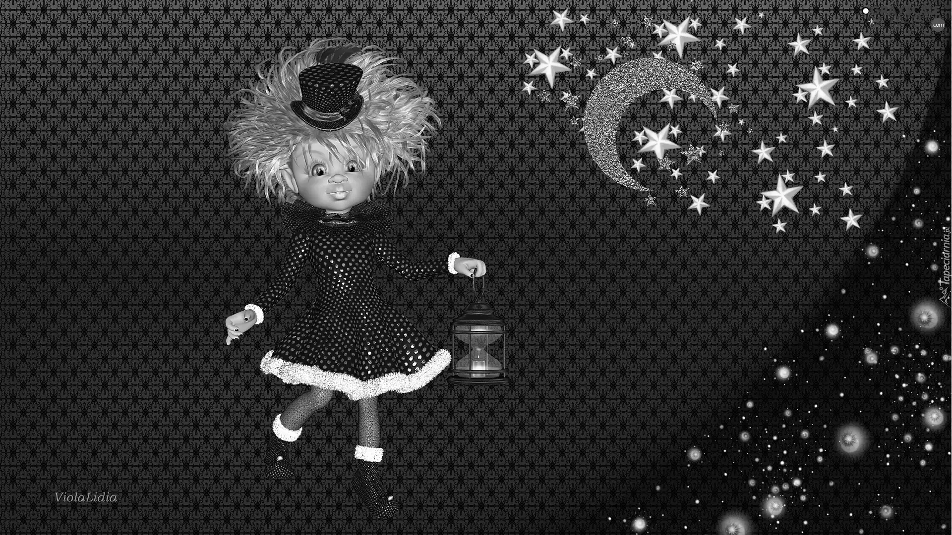 lantern, graphics, star, moon, Night, dolly