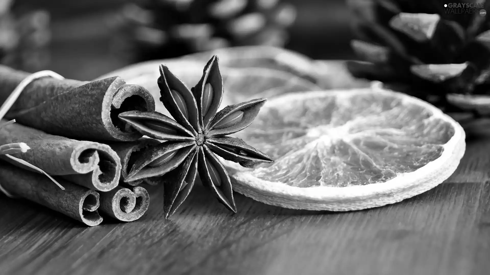 slice, orange, cinnamon, Star Anise, spice