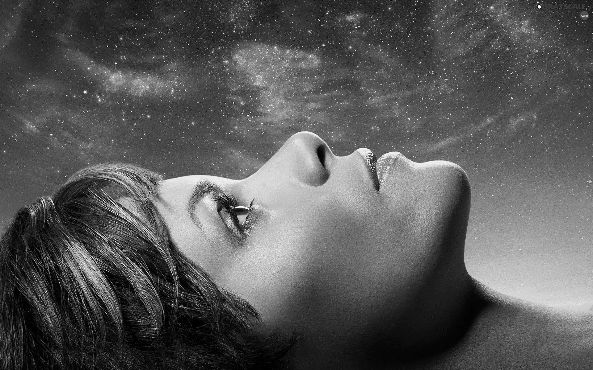 star, Halle Berry, face, Sky, Women