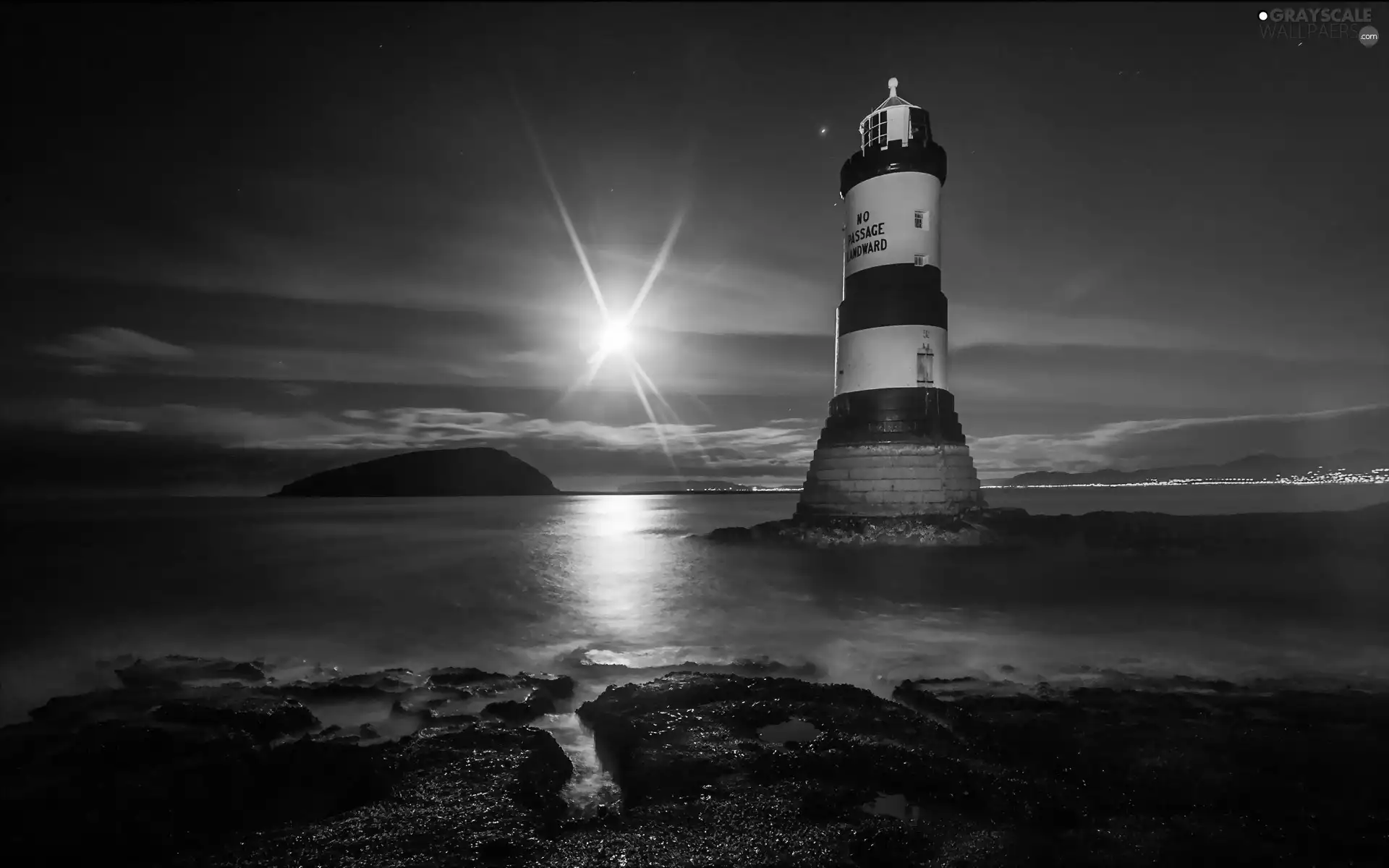 starfish, Gulf, maritime, moon, Lighthouse