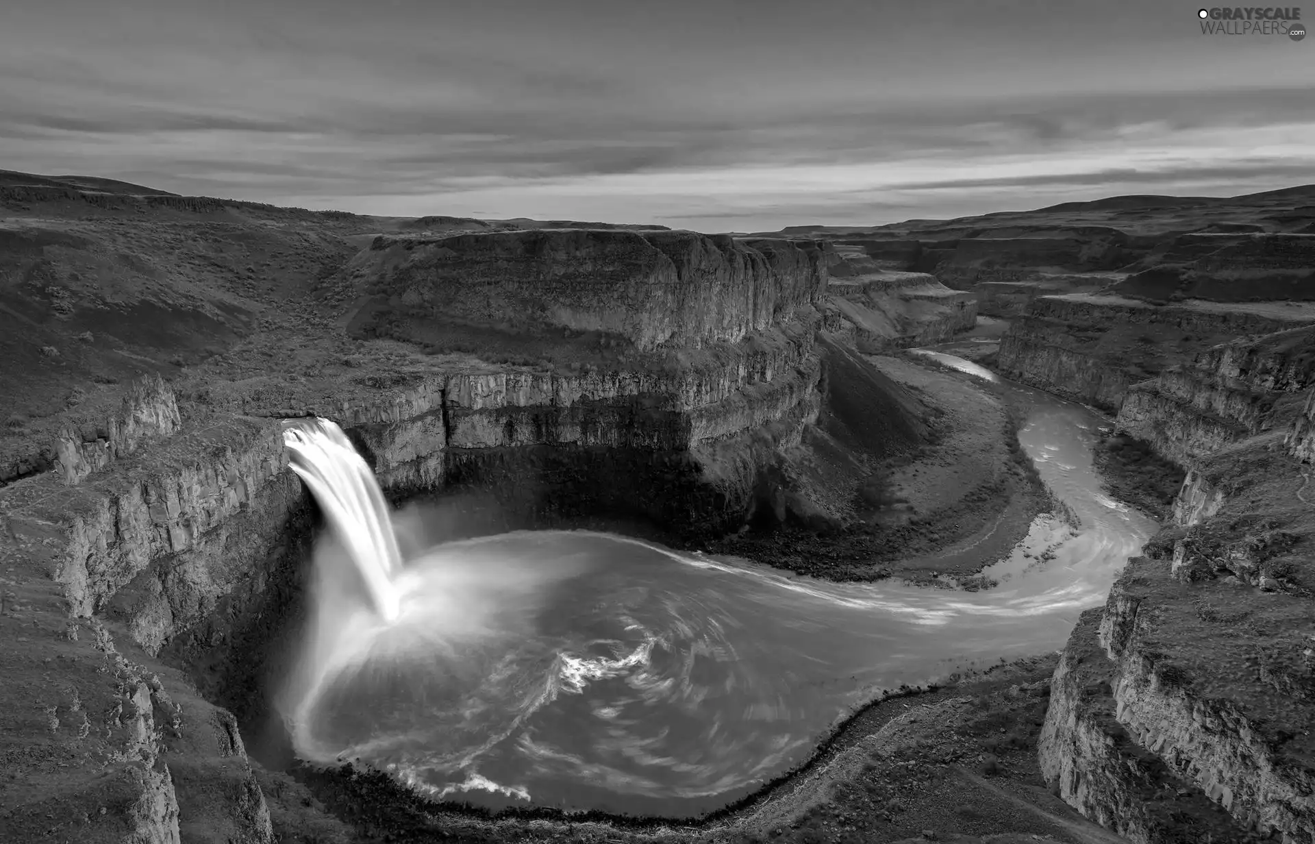 Palouse Falls Waterfall, River, Washington State, rocks, The United States