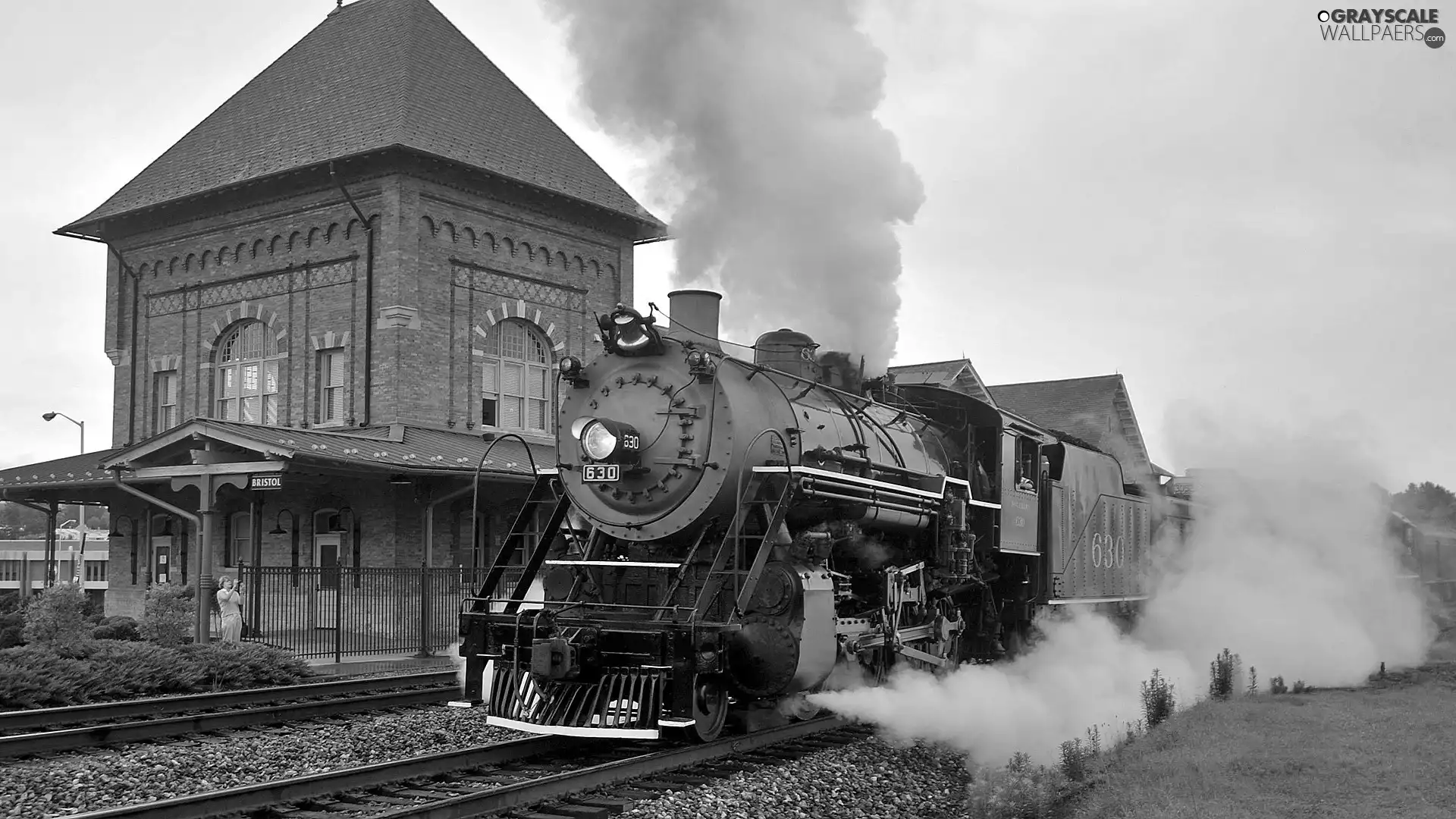 station, locomotive, Wagons