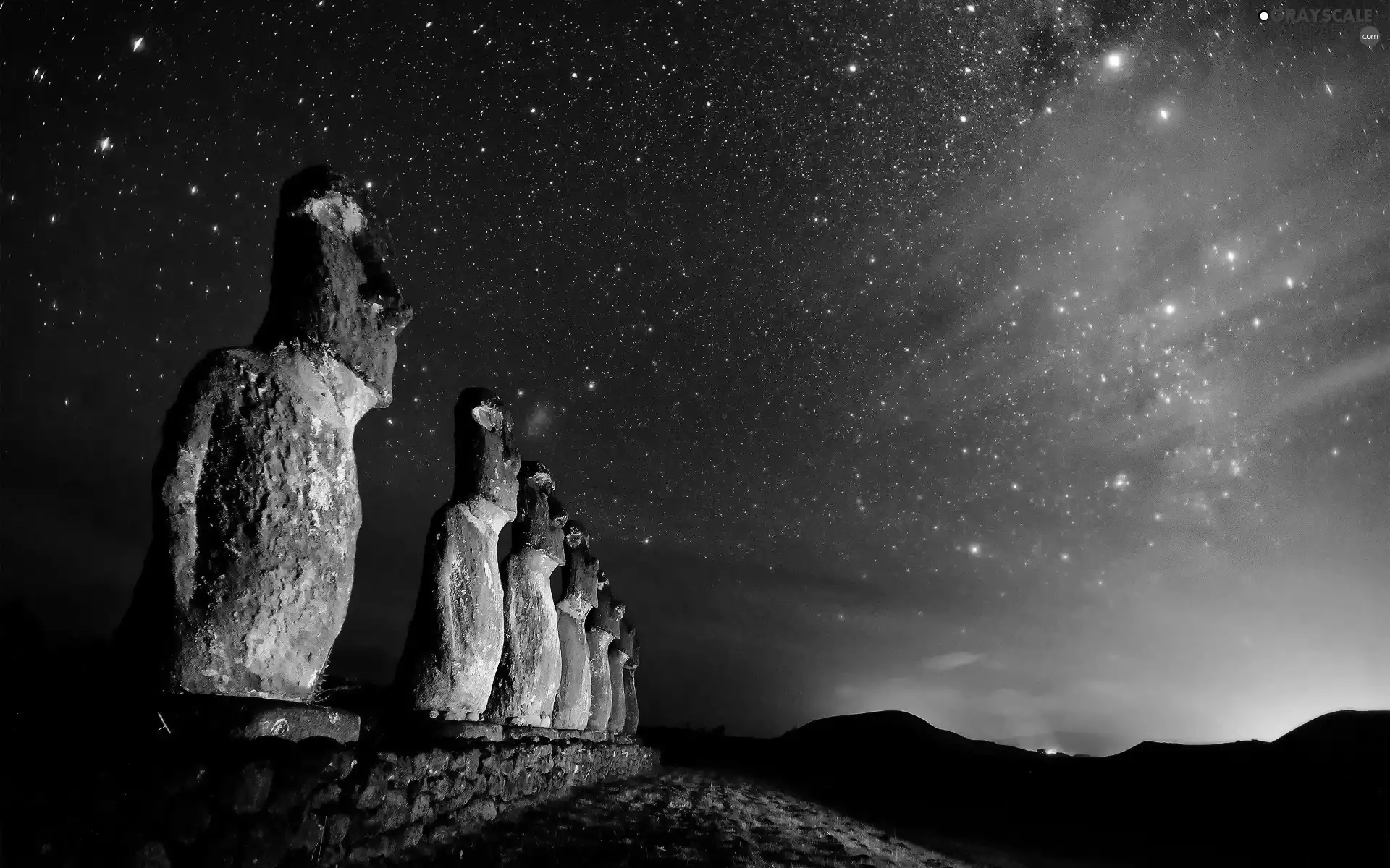 rapa, Island, statues, Maoi, Nui, Easter