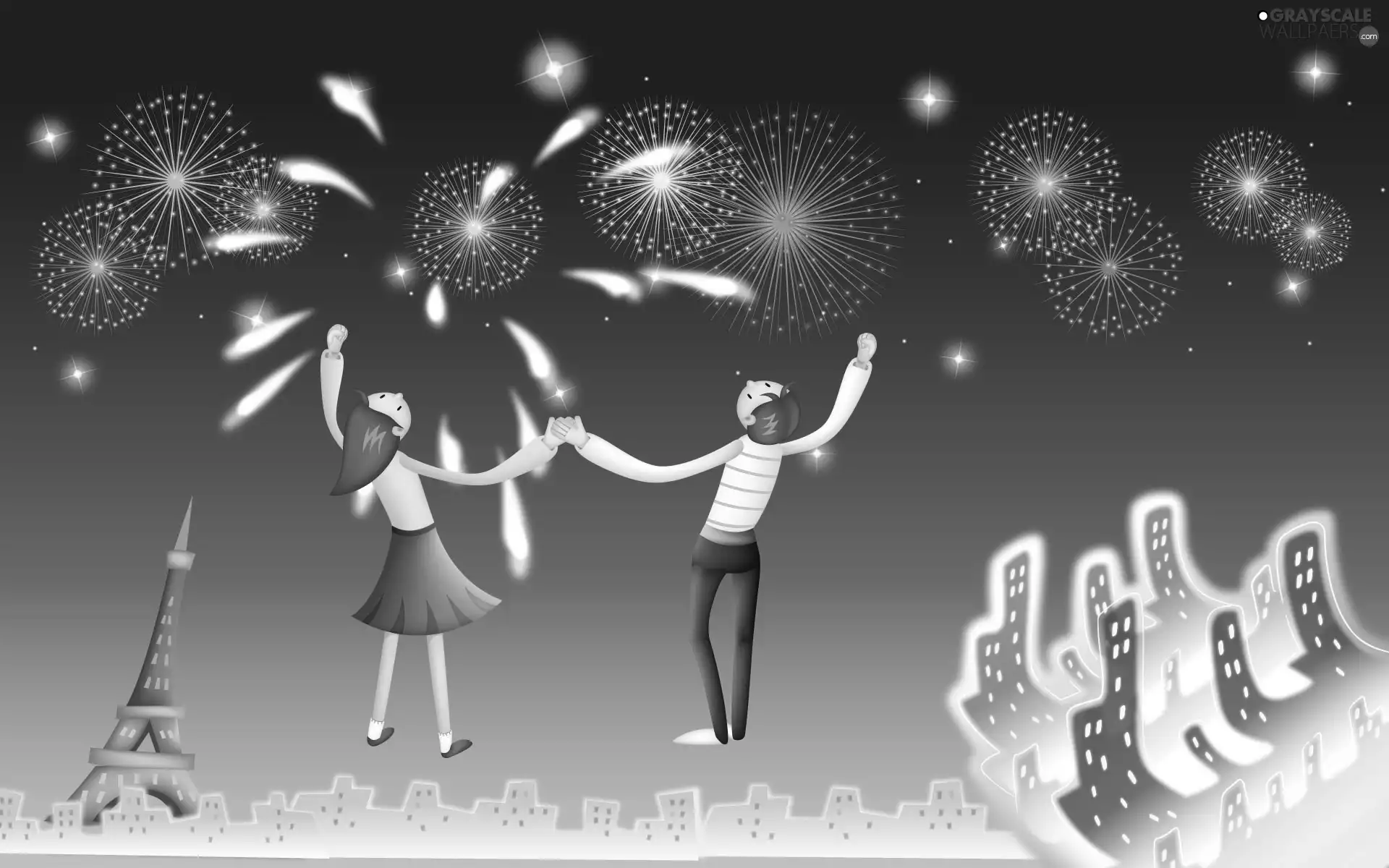 Steam, fireworks, New Year