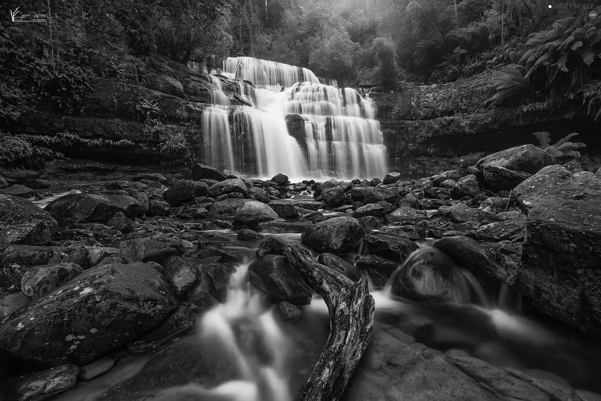 Stones, waterfall, cascade