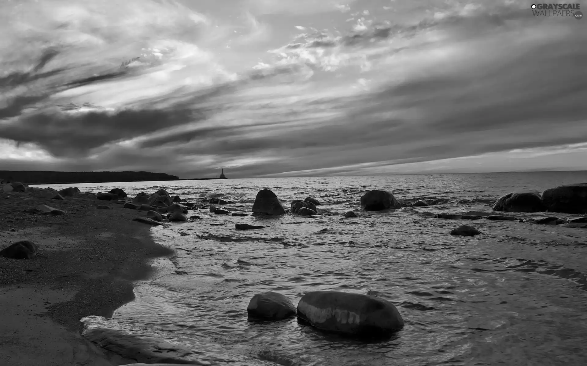 Stones, sea, clouds