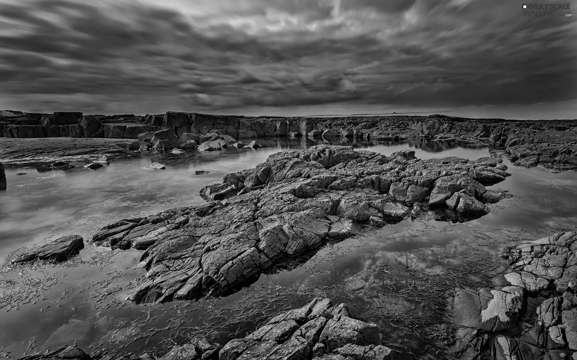 clouds, Stones, Stones rocks, lake