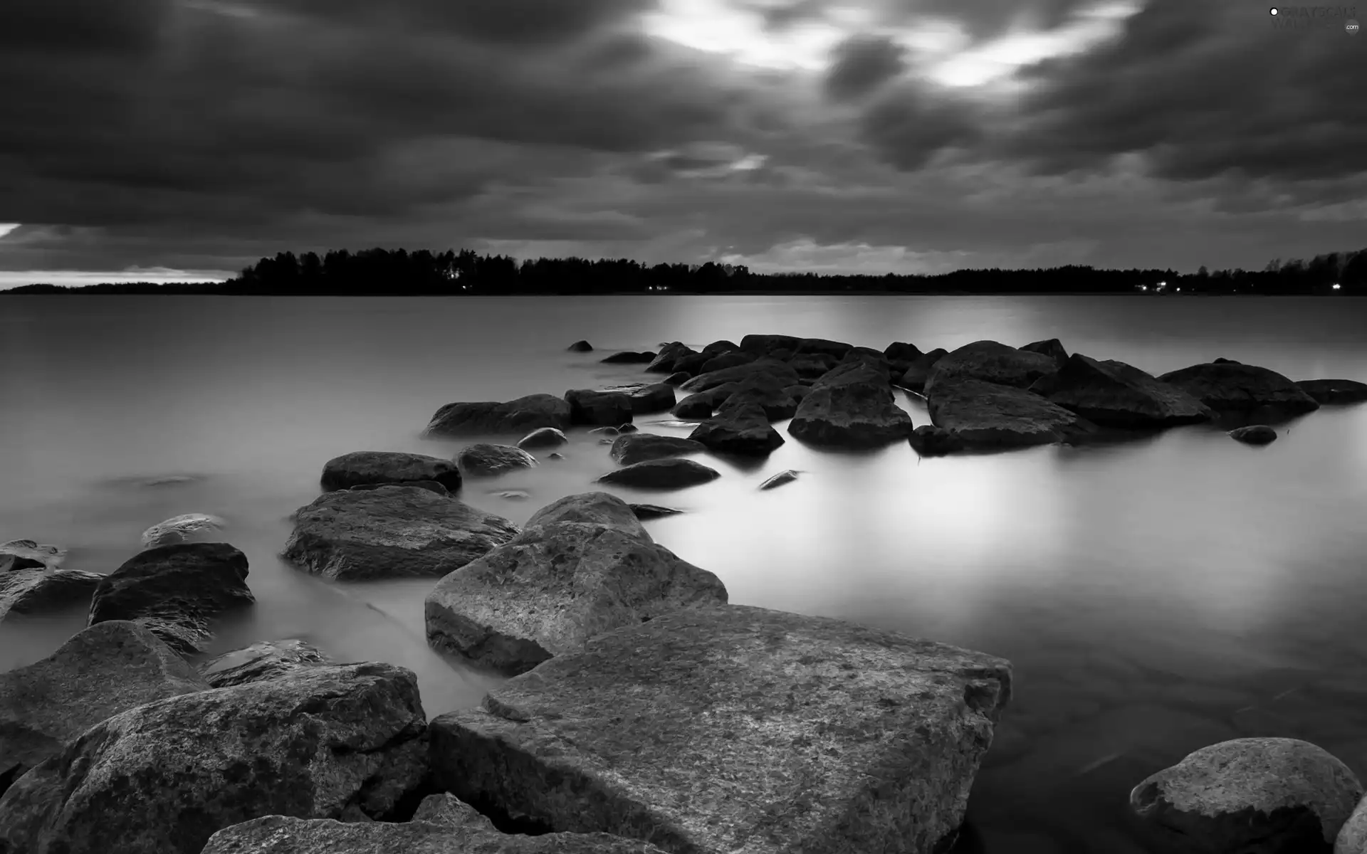 lake, Stones
