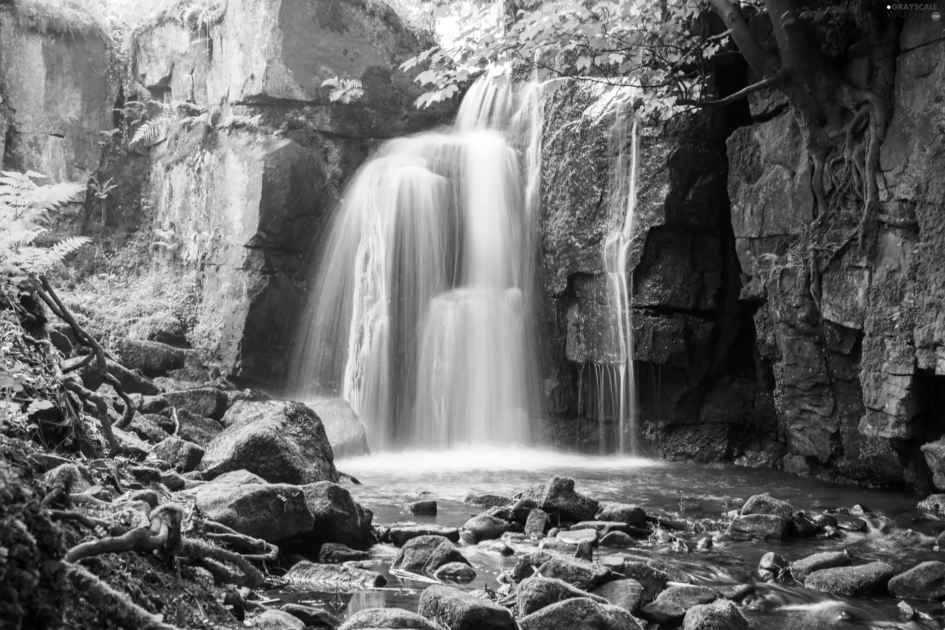 Stones, waterfall, rocks