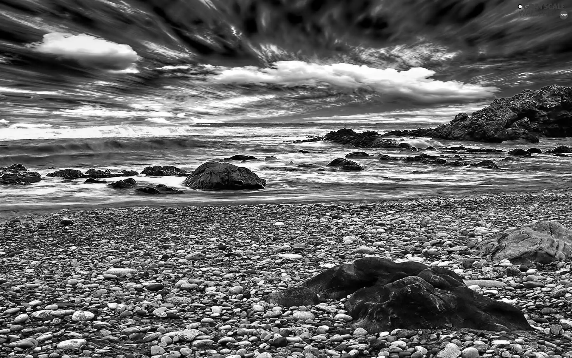 Stones, clouds, sea