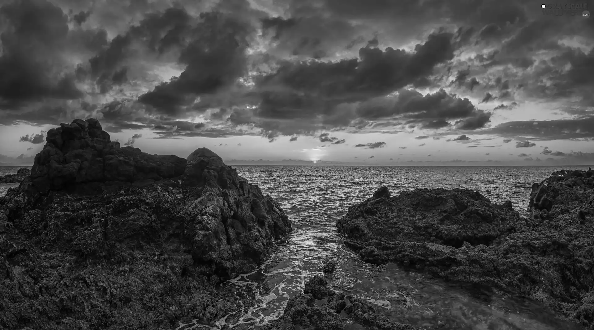 Great Sunsets, rocks, Stones, sea