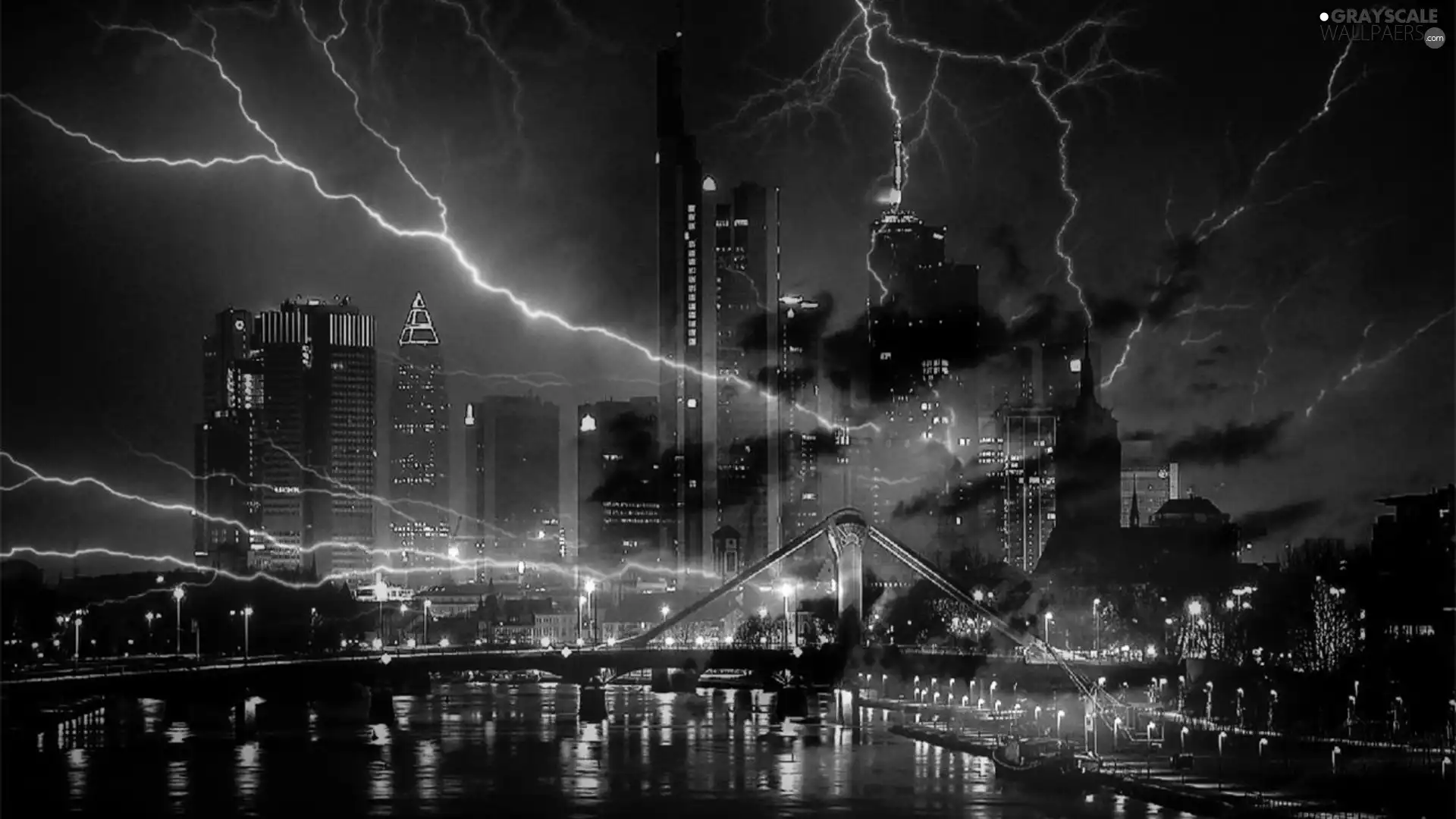 Storm, Town, night