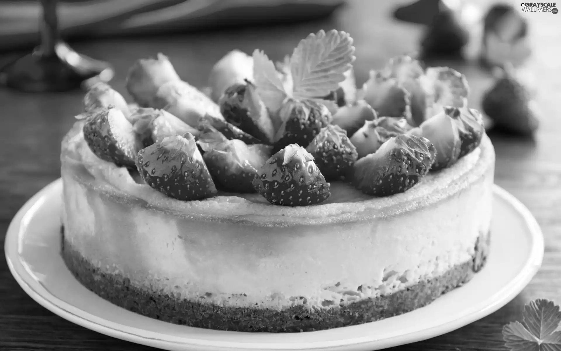 strawberries, cake, cheesecake
