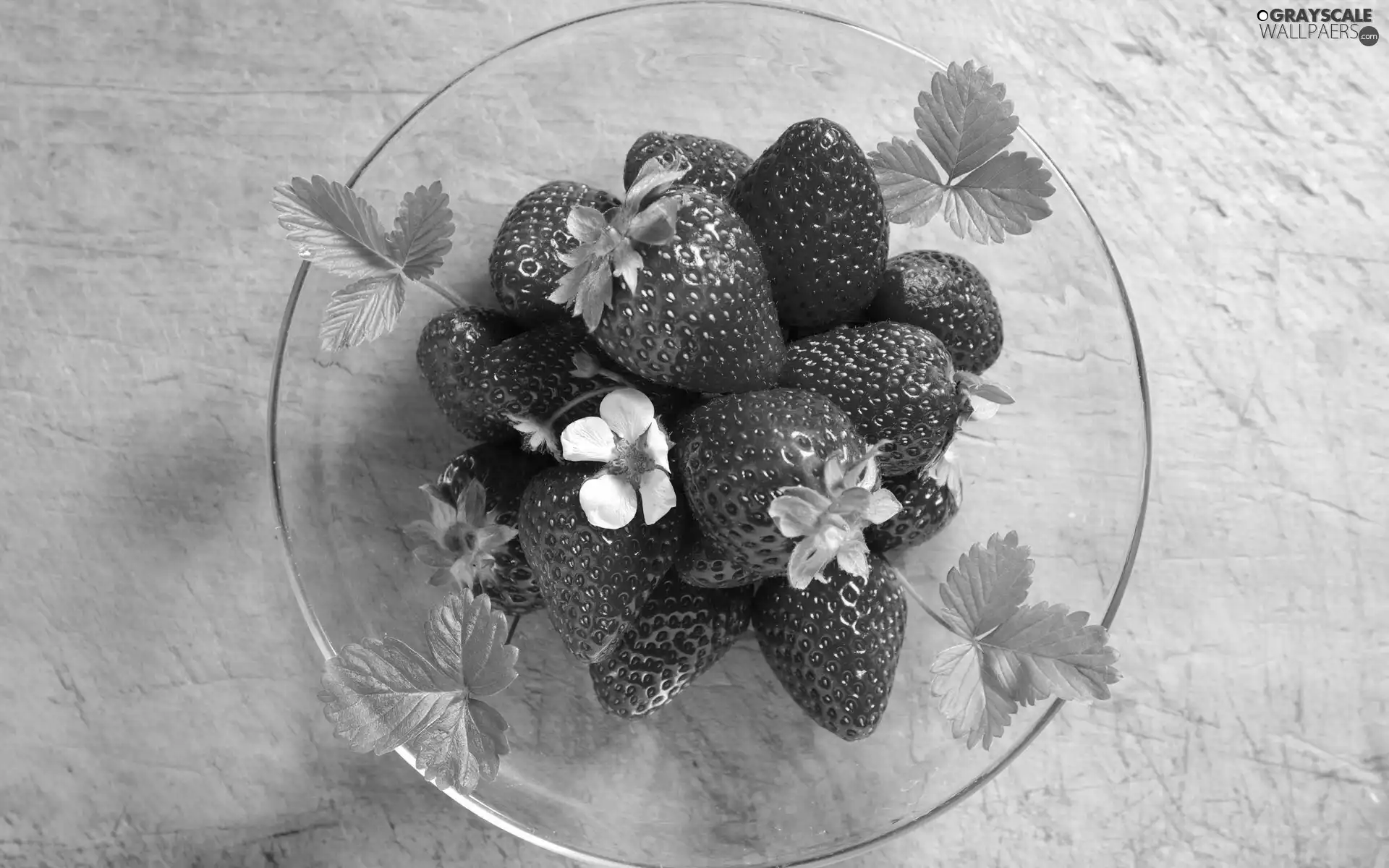 leaves, salad-bowl, strawberries