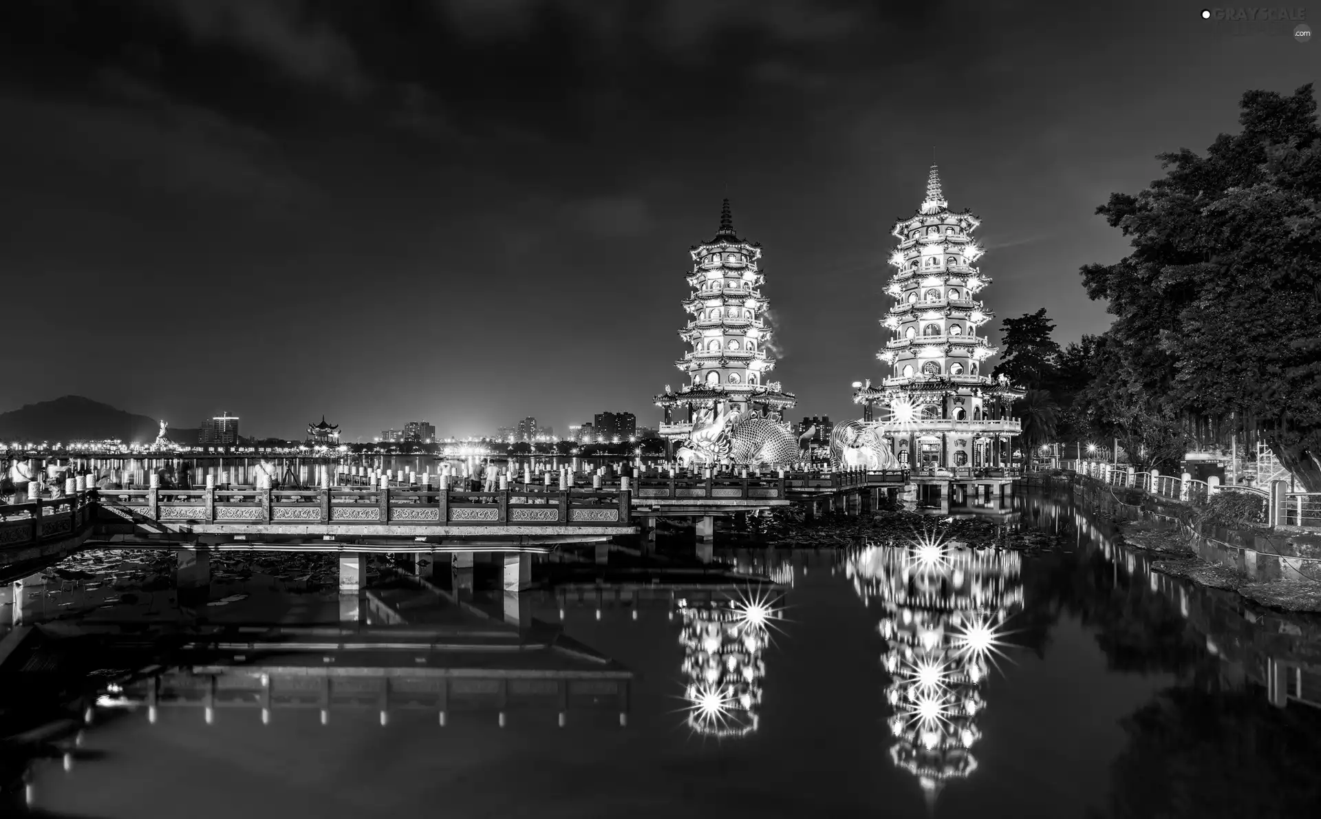 structures, Taiwan, Night, oriental, Town