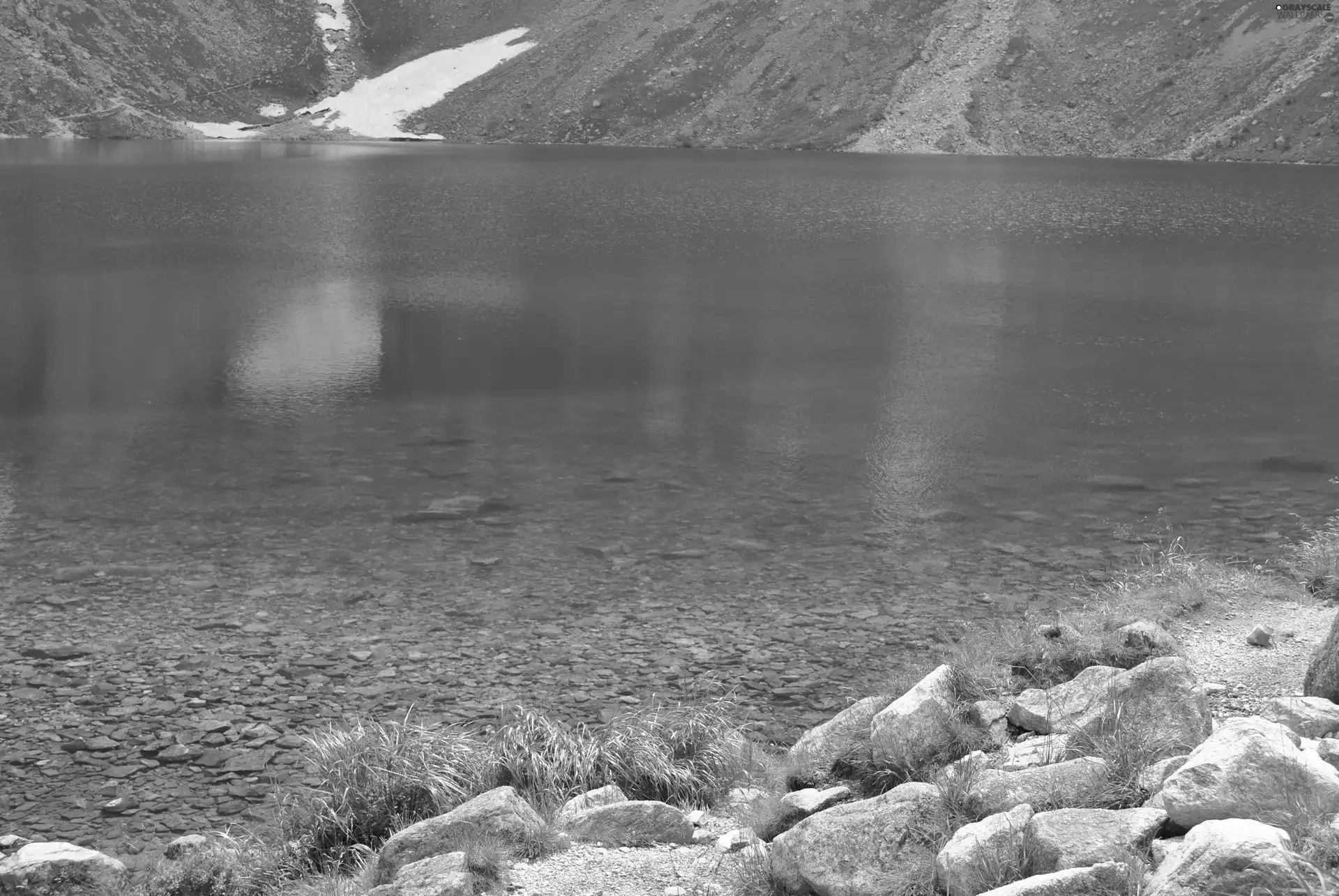 summer, Mountains, lake