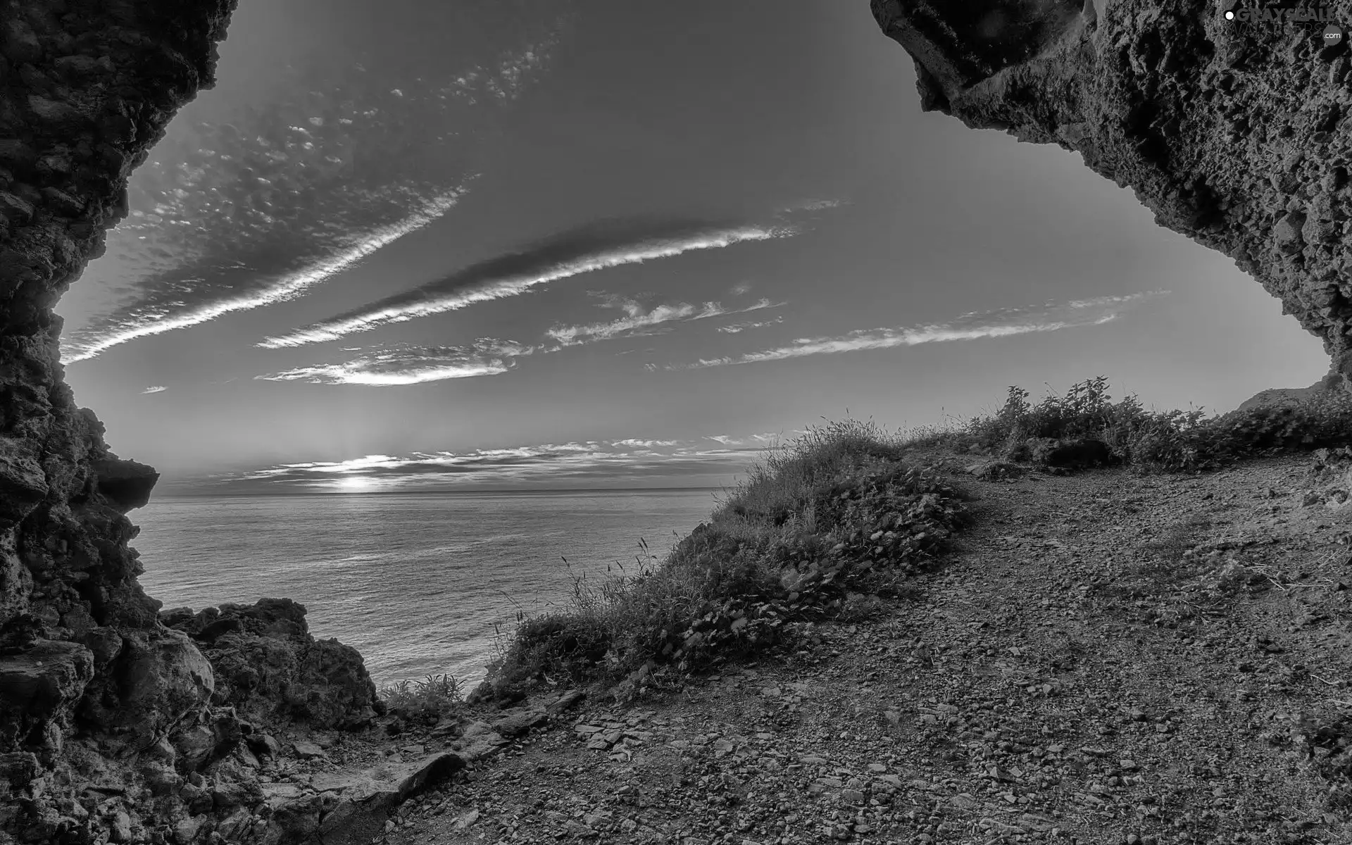 cave, west, sun, sea