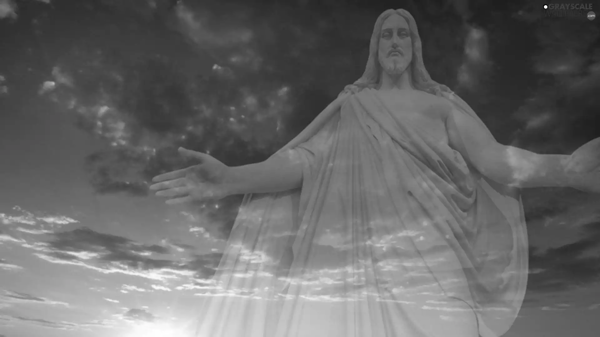Jesus, west, sun, clouds