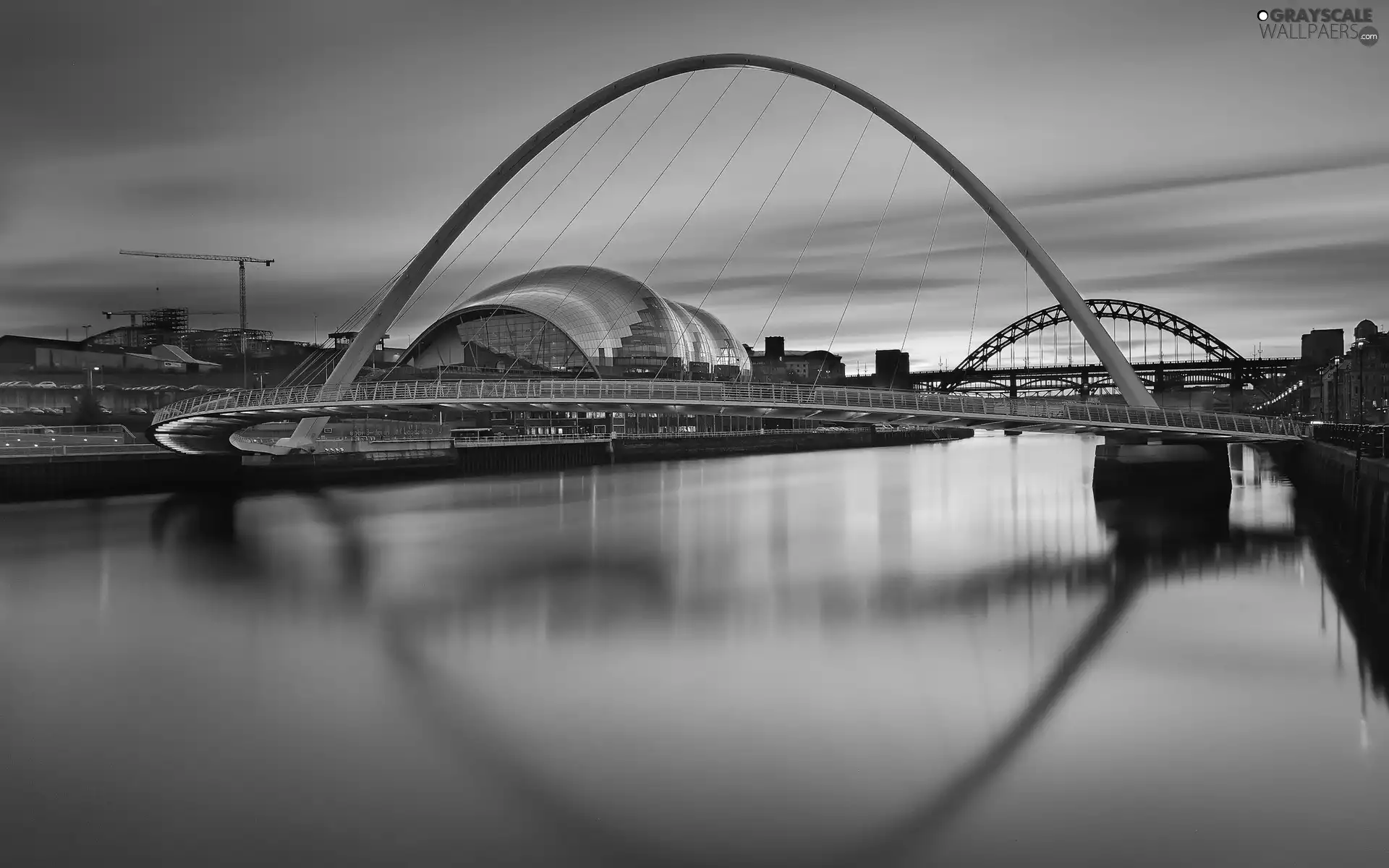 River, west, sun, Bridges