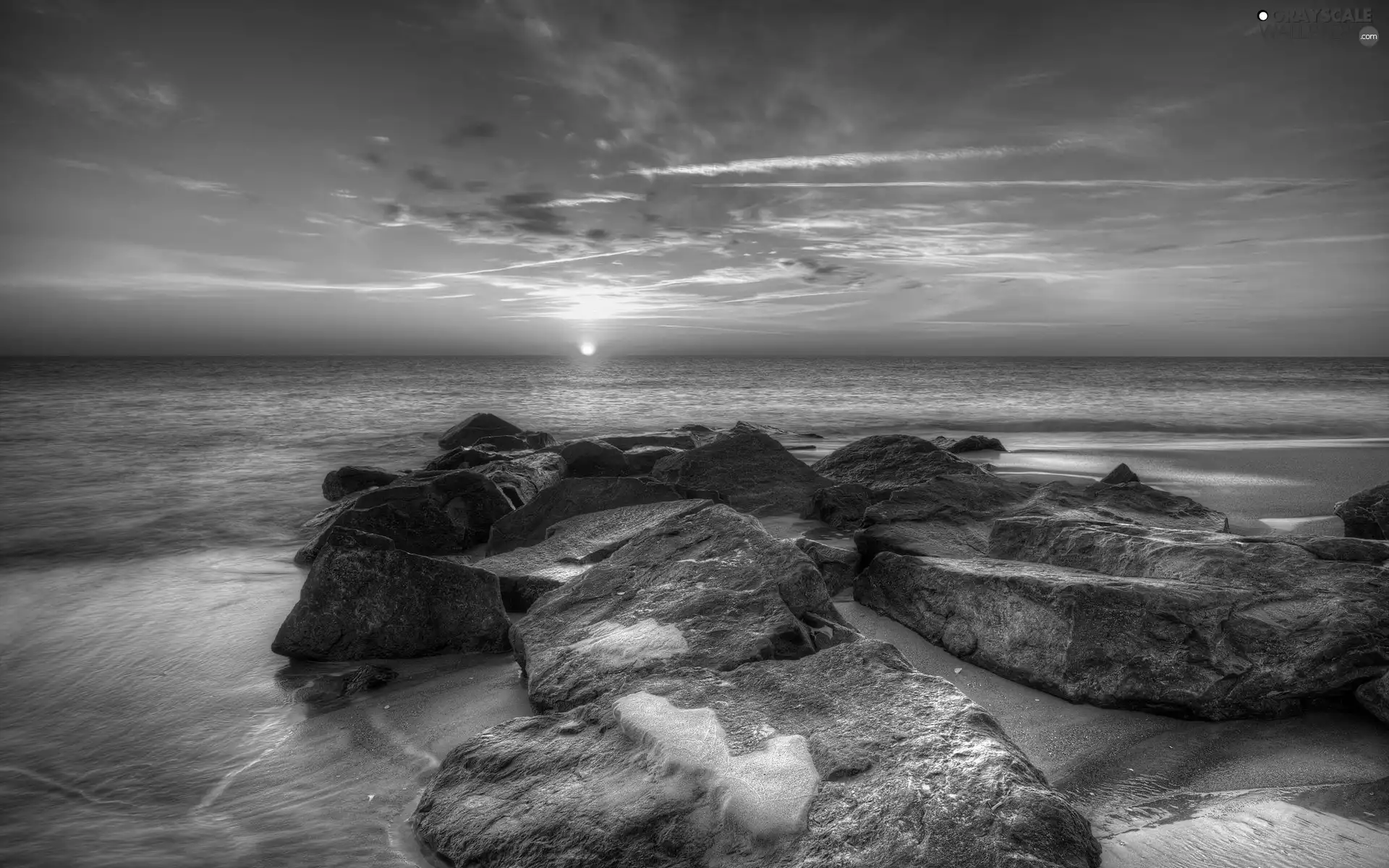 rocks, west, sun, sea