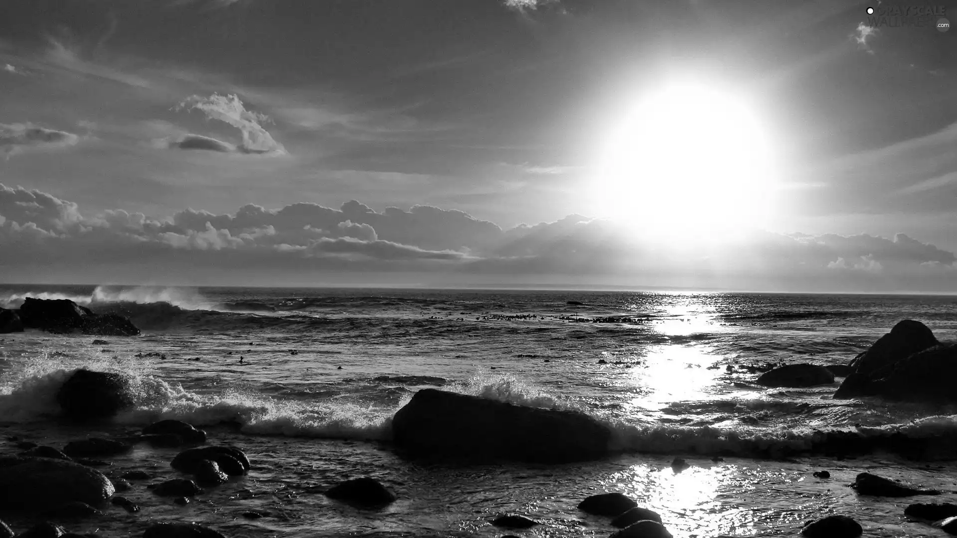 sea, east, sun, Stones